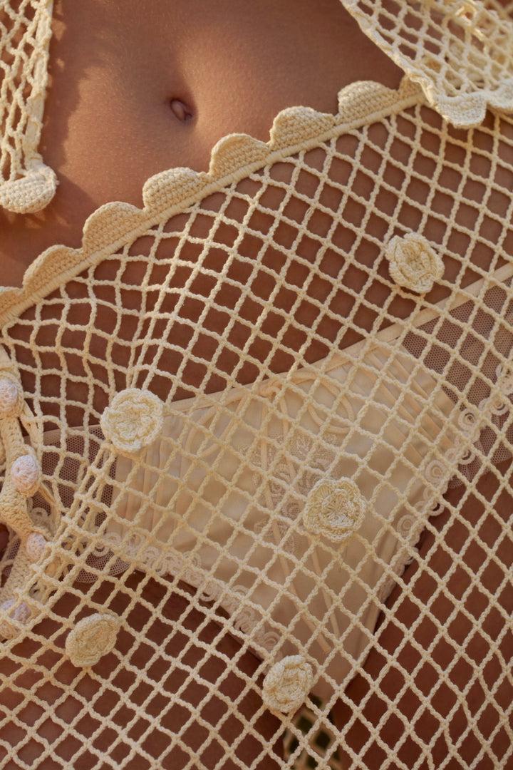 Betty Bouquet Knit Midi Skirt — Cream Product Image