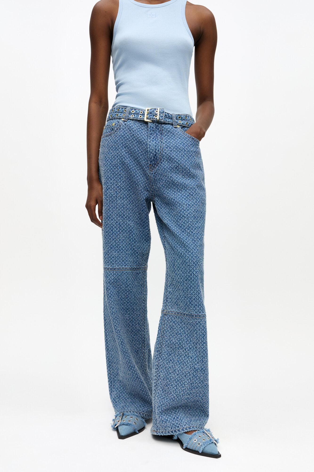 Blue Textured Izey Jeans Product Image