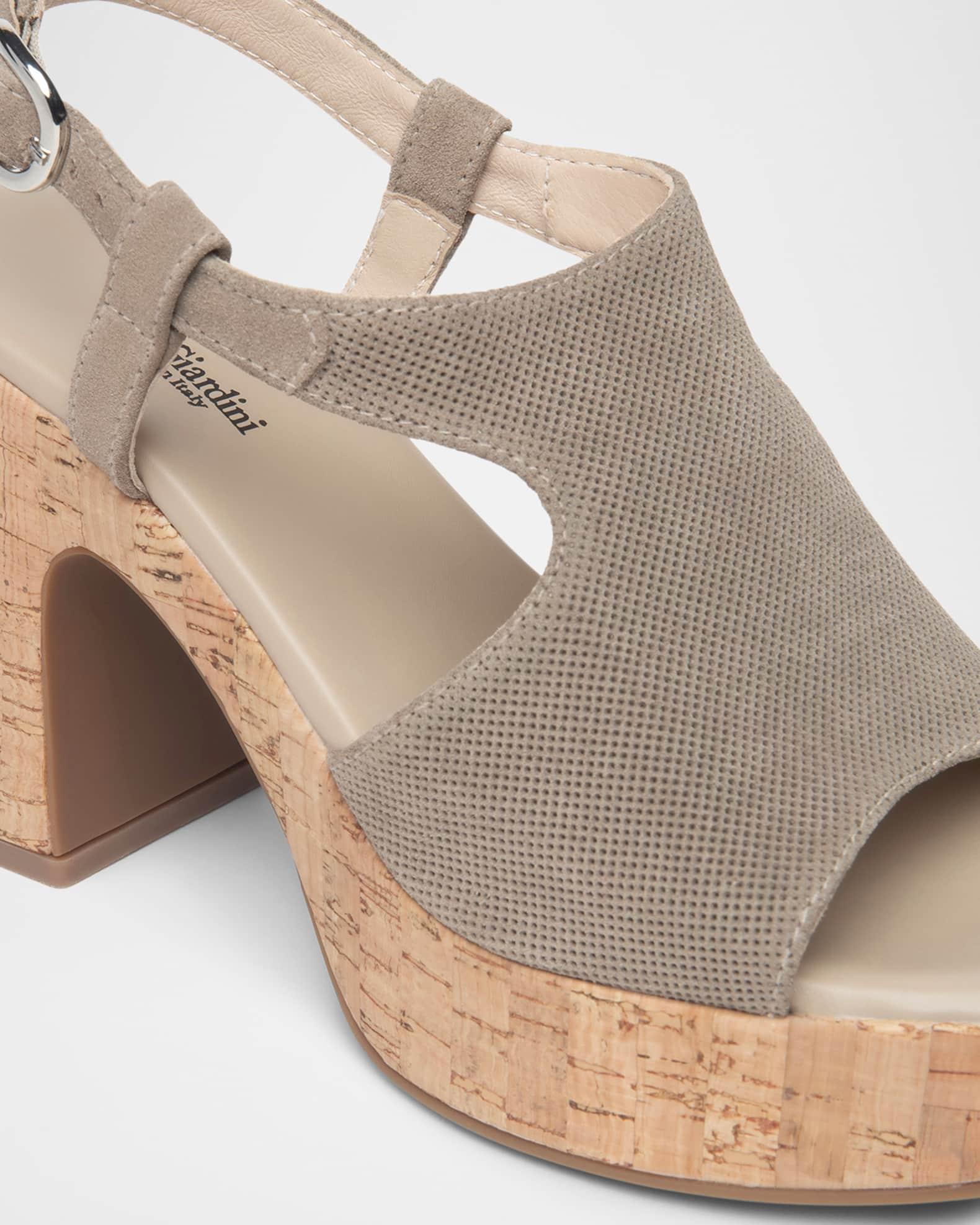 Suede Ankle-Strap Platform Cork Sandals Product Image