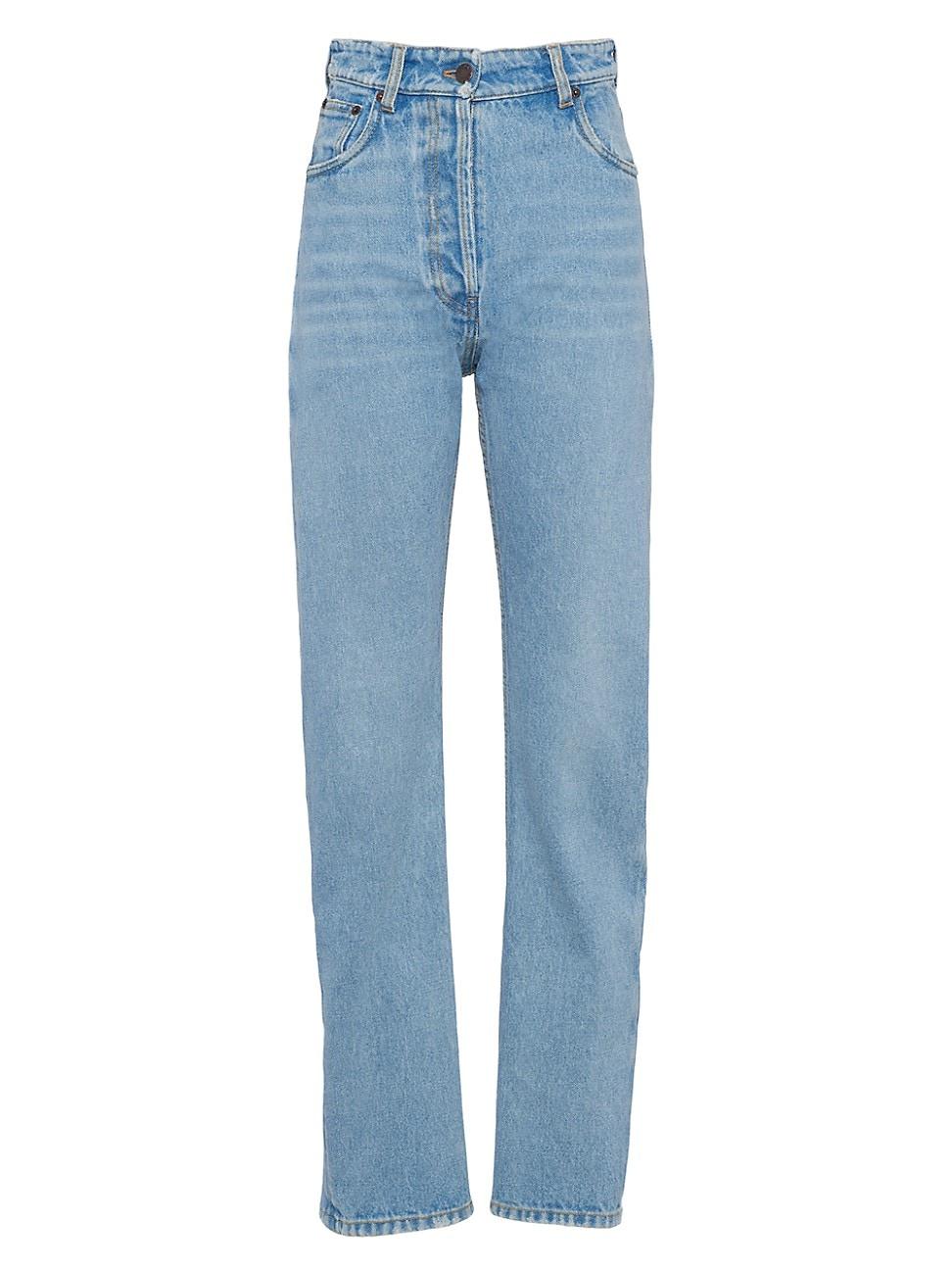 Denim Bleached Straight Leg Pants Product Image