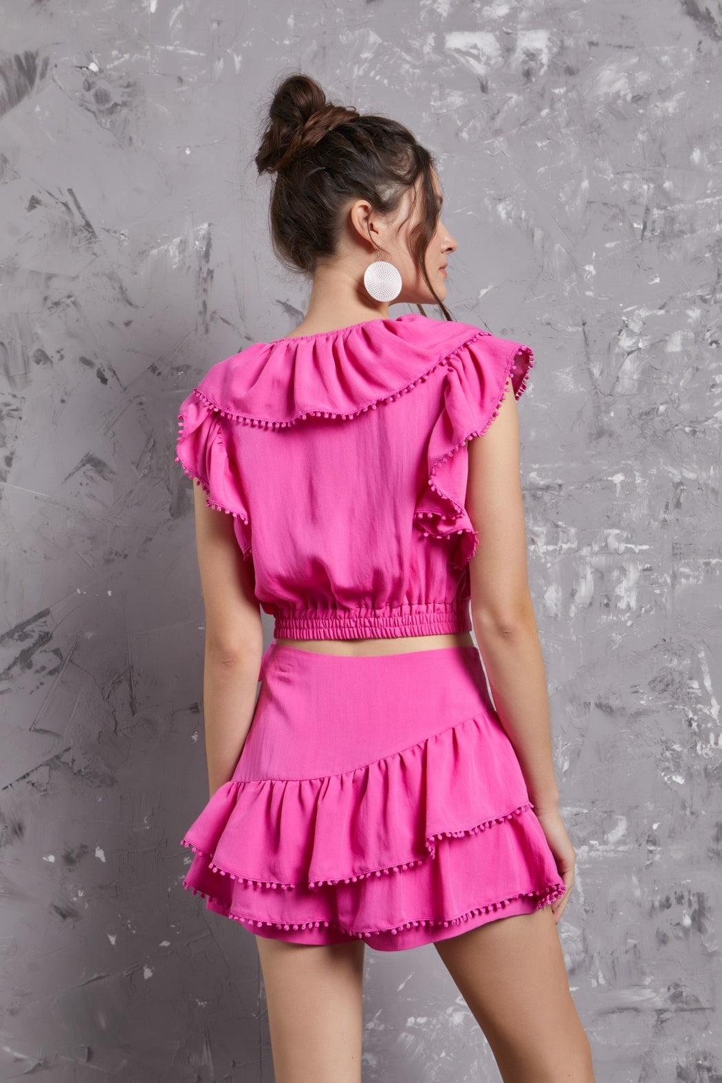 Pom Detail Ruffle Top Product Image