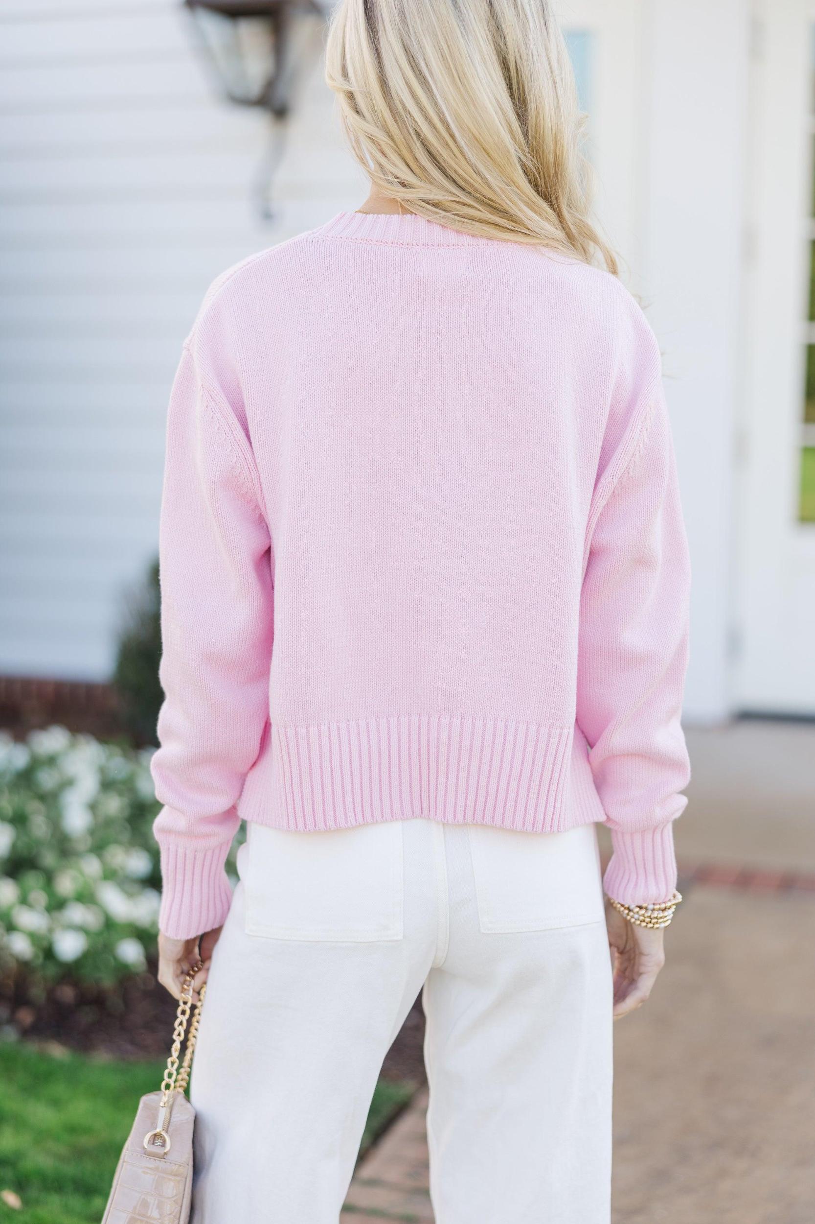 Lucky You Pink Cropped Sweater Female Product Image