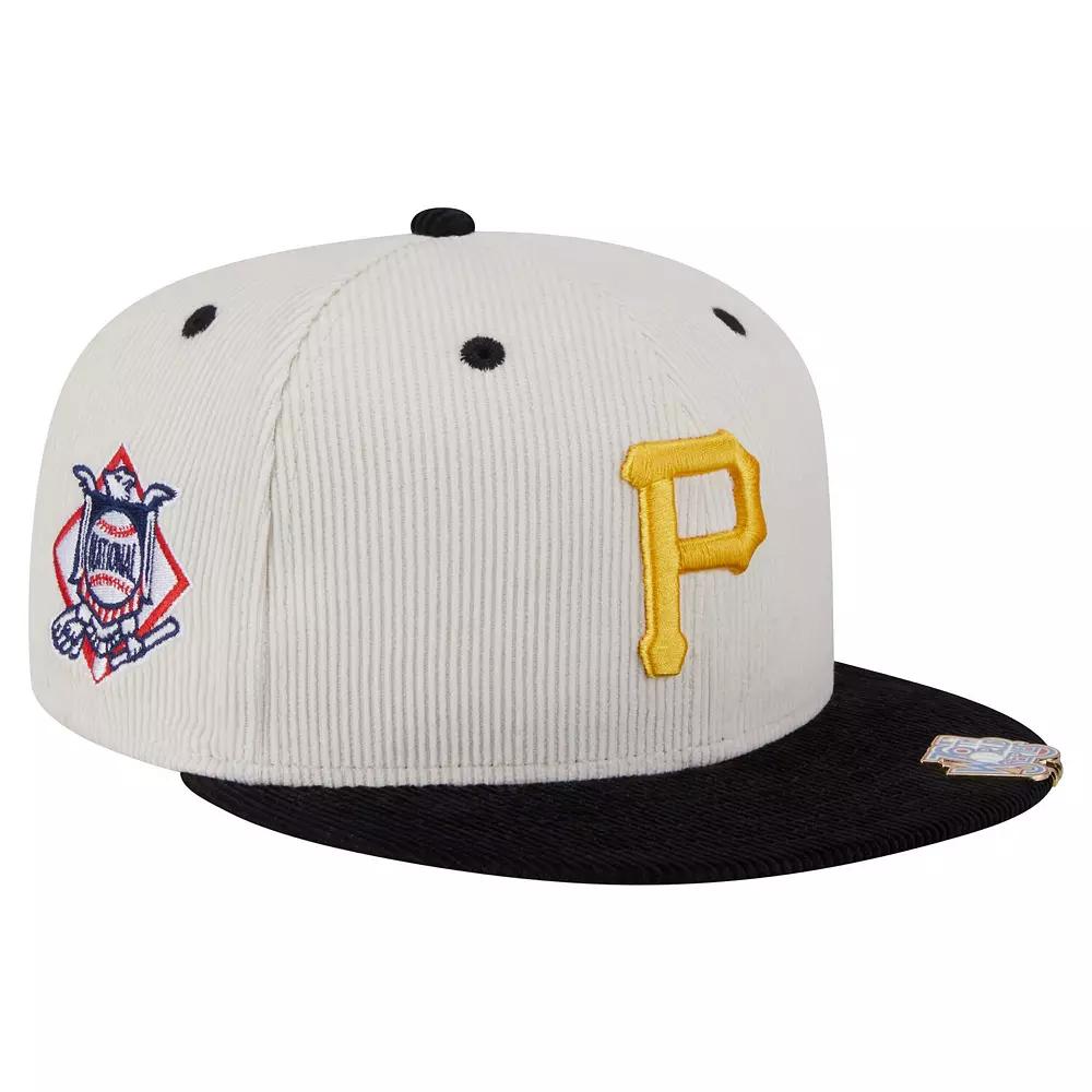 Men's New Era Cream/Black Pittsburgh Pirates Two-Tone Corduroy 59FIFTY Fitted Hat,  Product Image