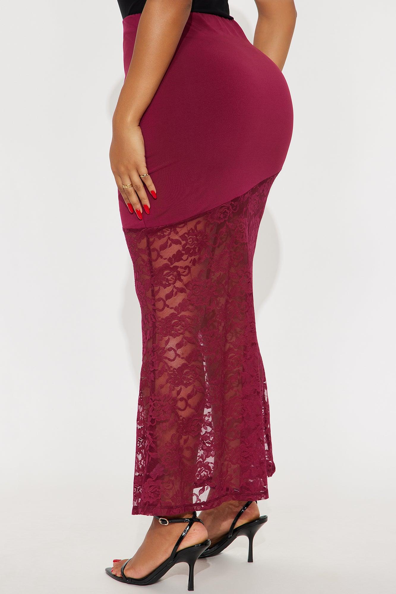Violet Lace Hem Maxi Skirt - Wine Female Product Image