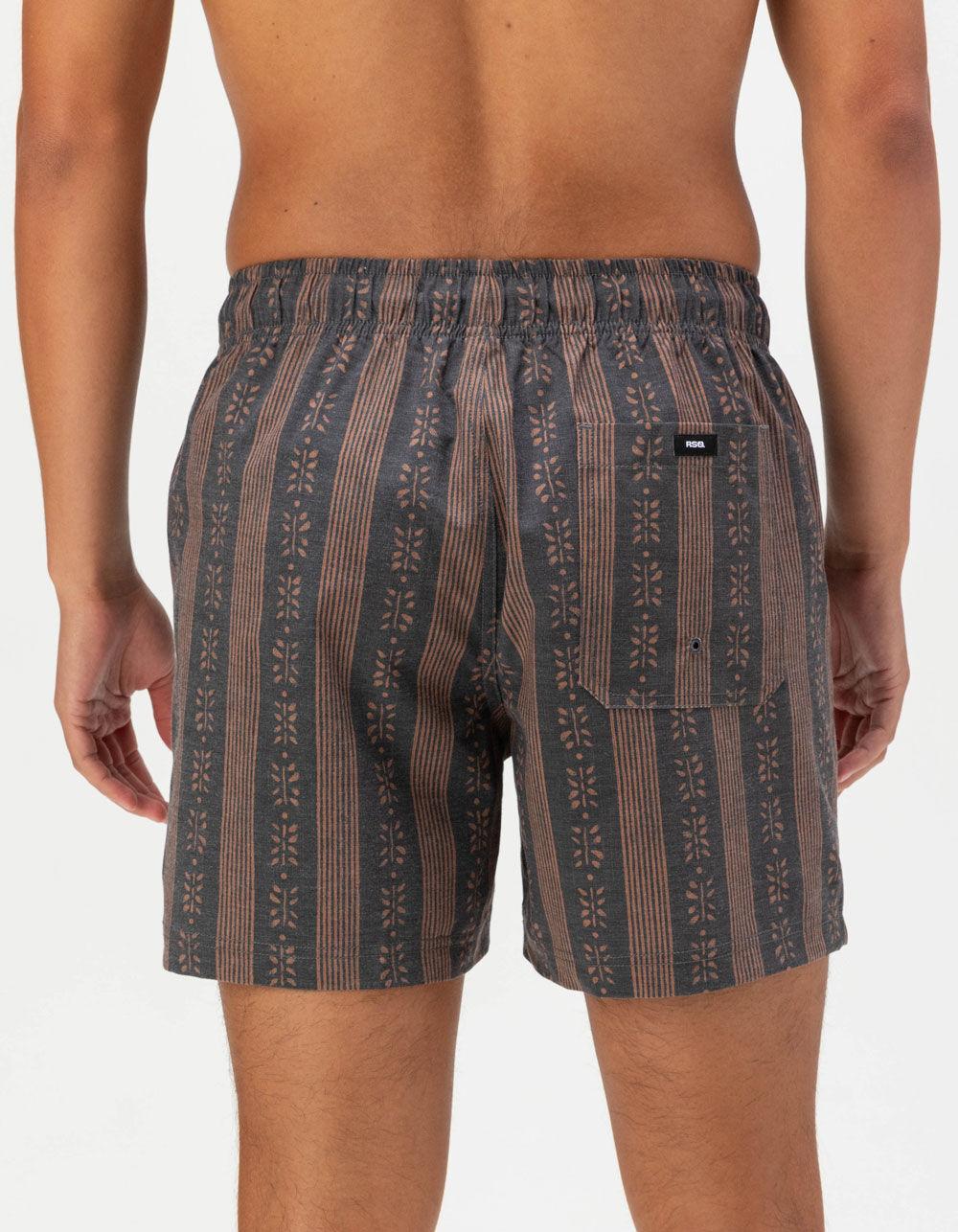 RSQ Mens Stripe Swim Shorts - BLACK/BROWN Product Image