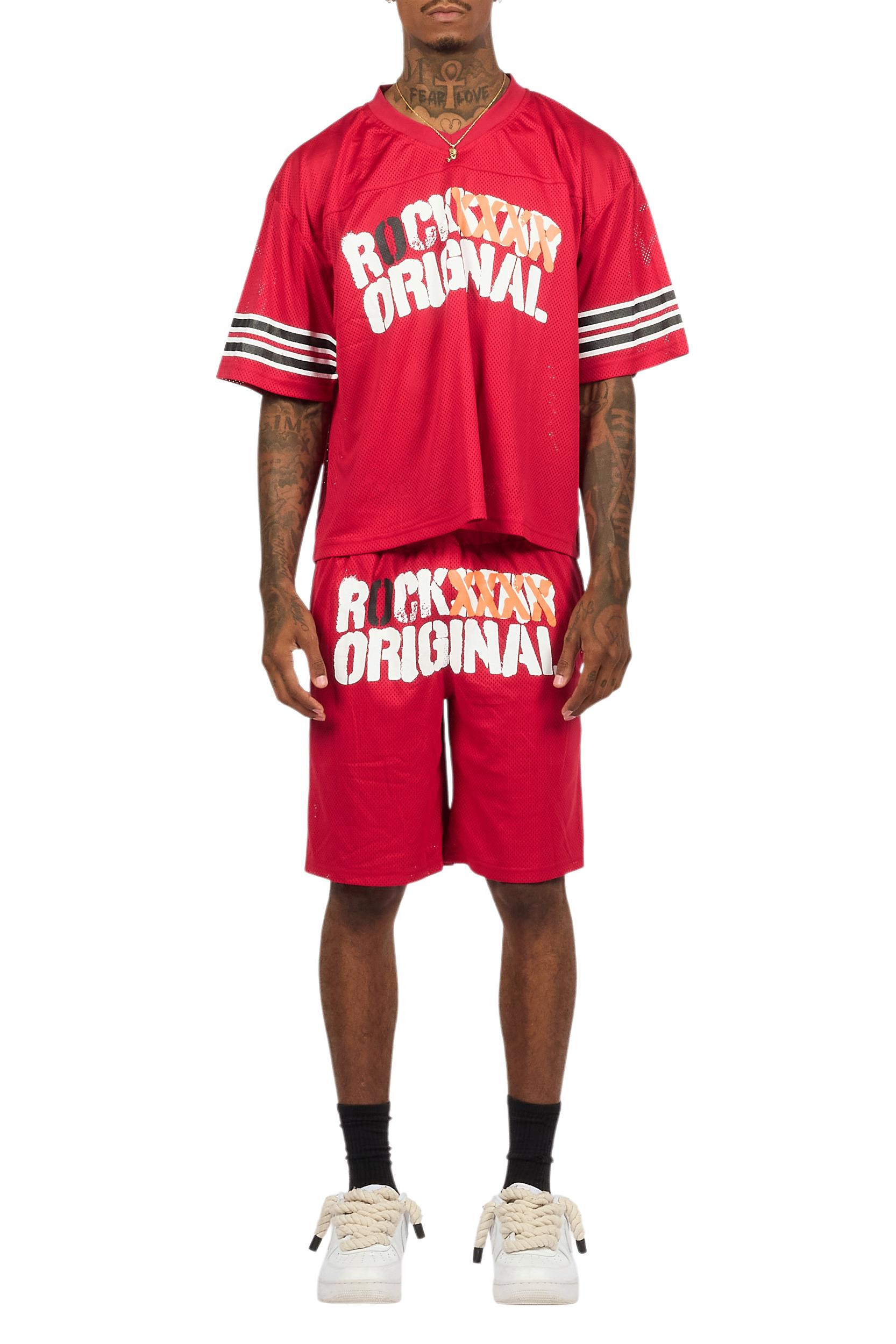 Crown Red Mesh Jersey Short Set Male Product Image