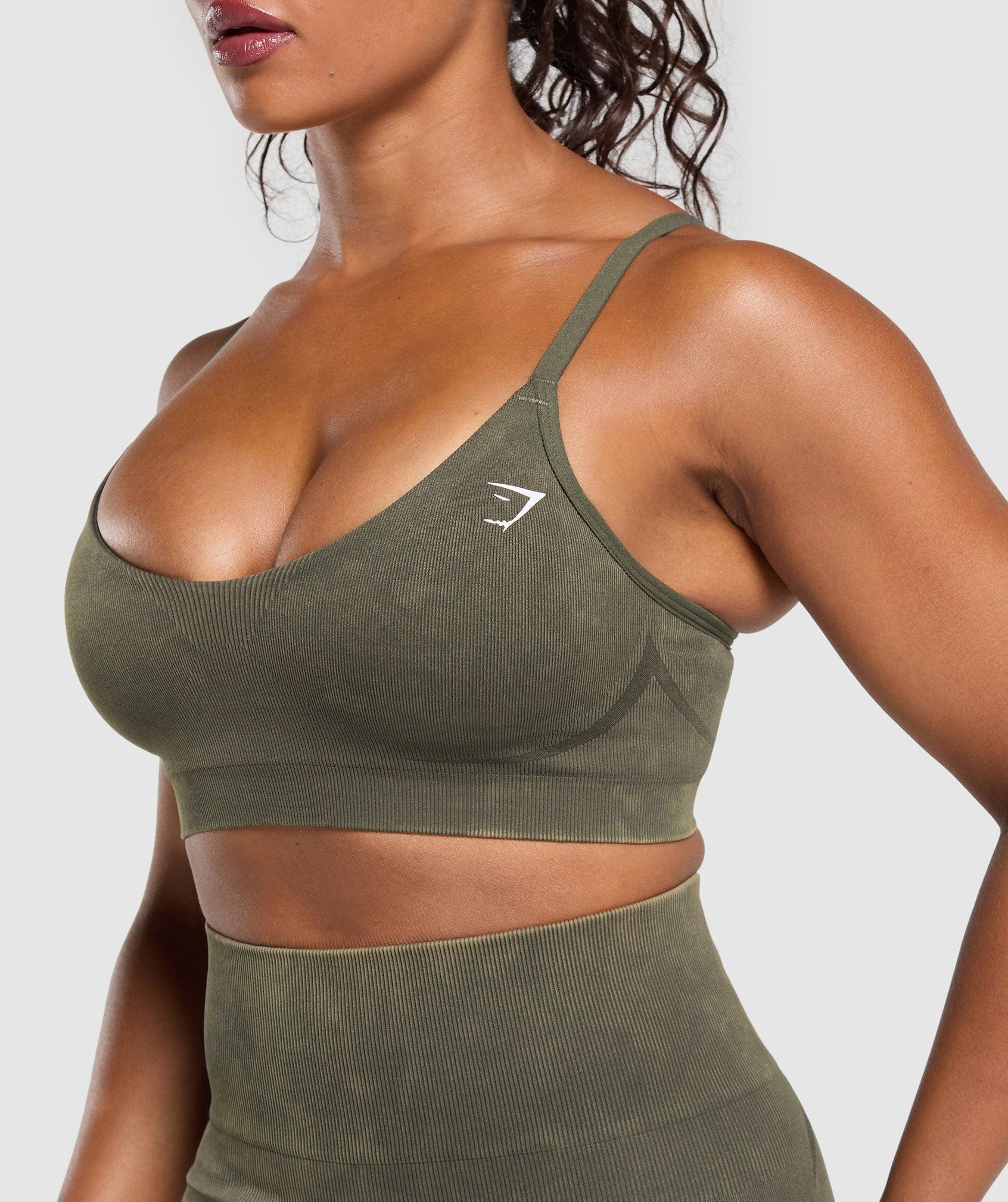 Gymshark Gains Seamless Washed Sports Bra - Strength Green Female Product Image