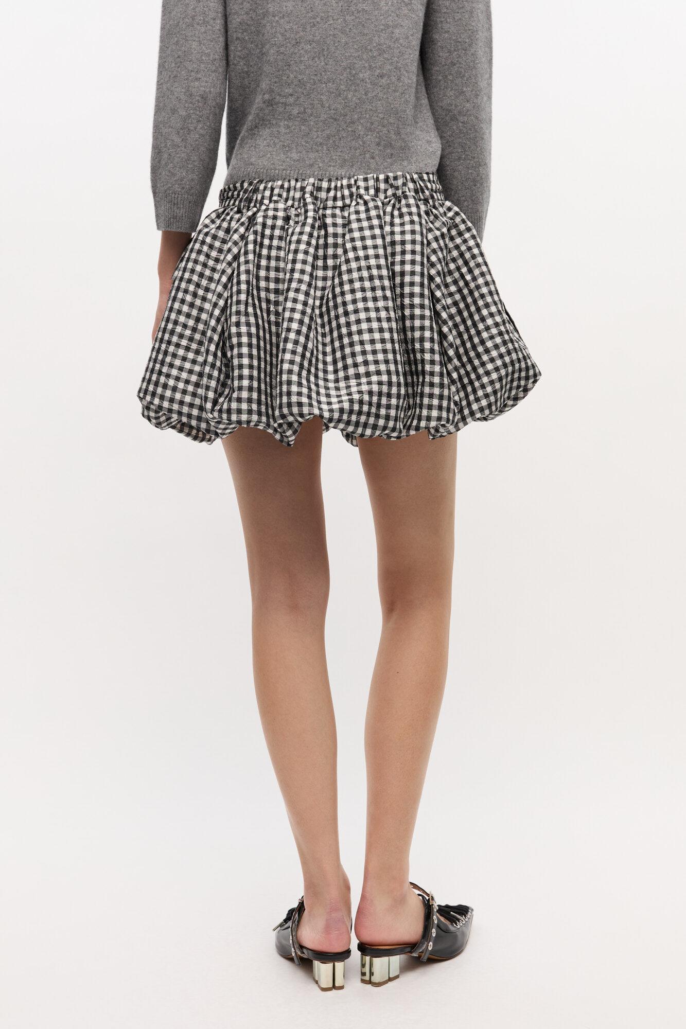 Crinkled Check Mini Bubble Skirt Product Image