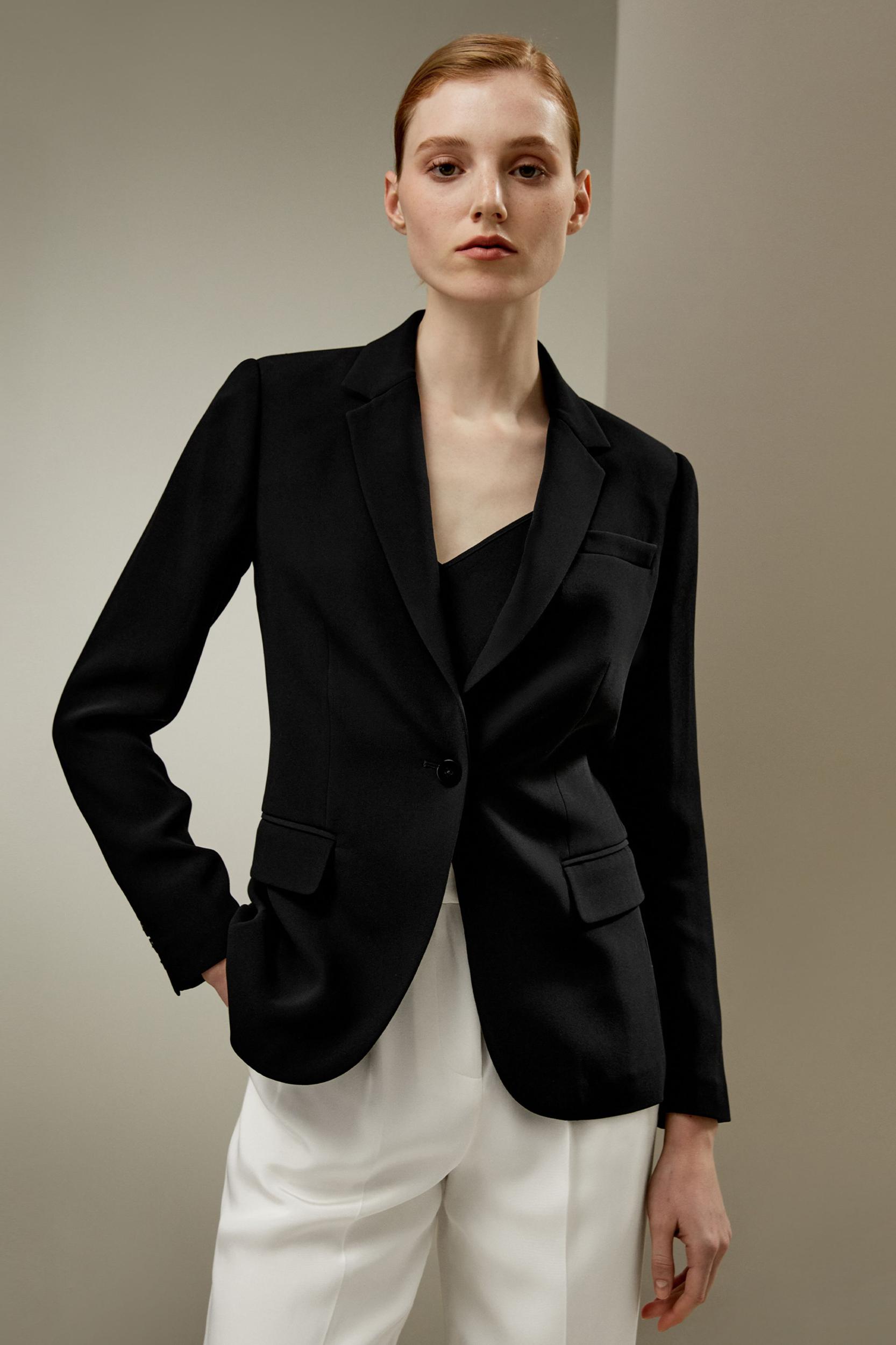 LILYSILK Black Silk Blazer - for Women - Black Mulberry Silk - Wardrobe Must-Have Tailored Silk Tops 14 Product Image