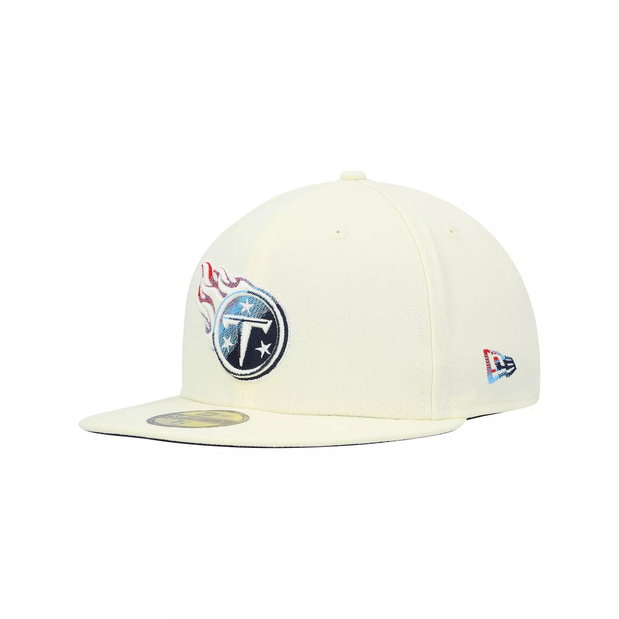 Men's New Era Cream Tennessee Titans Chrome Color Dim 59FIFTY Fitted Hat,  Product Image