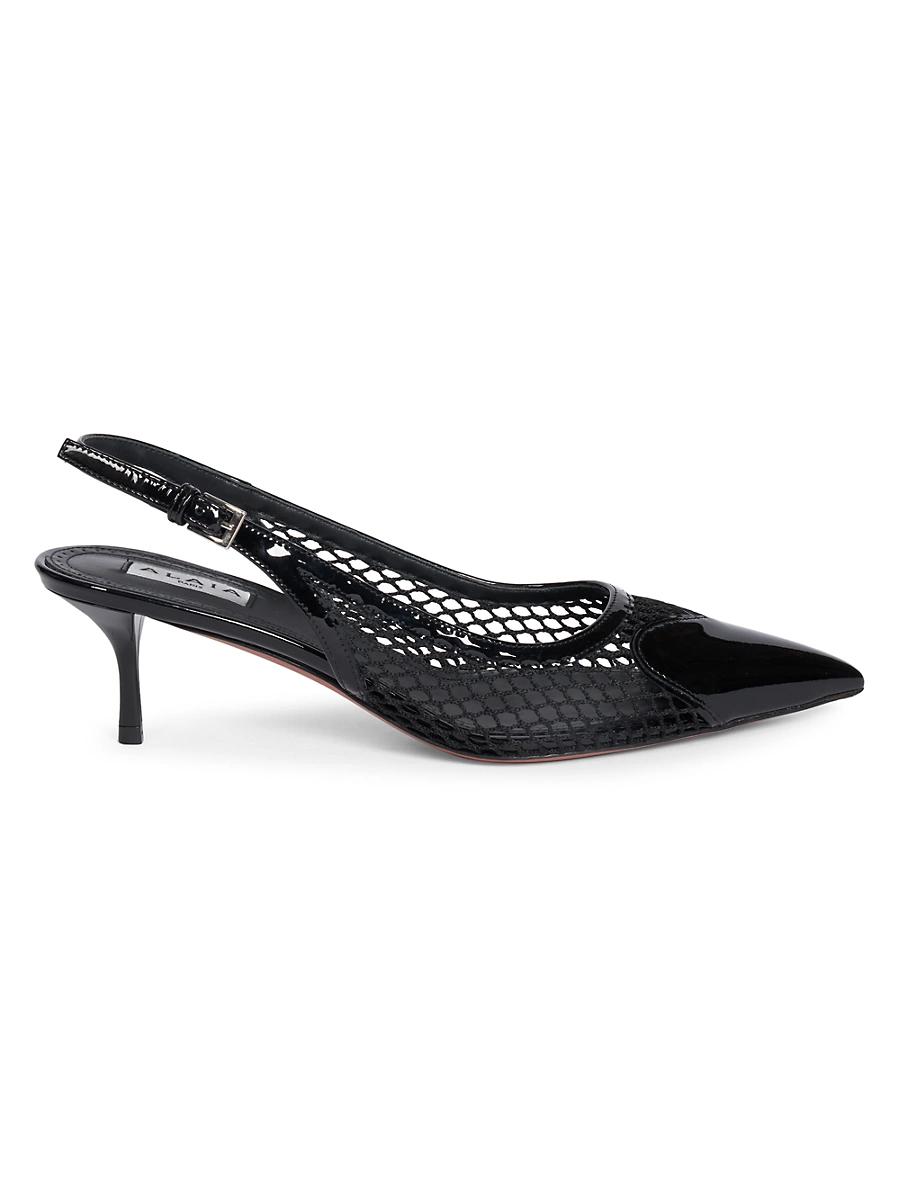 Womens Le Coeur 55MM Leather & Mesh Slingback Pumps Product Image