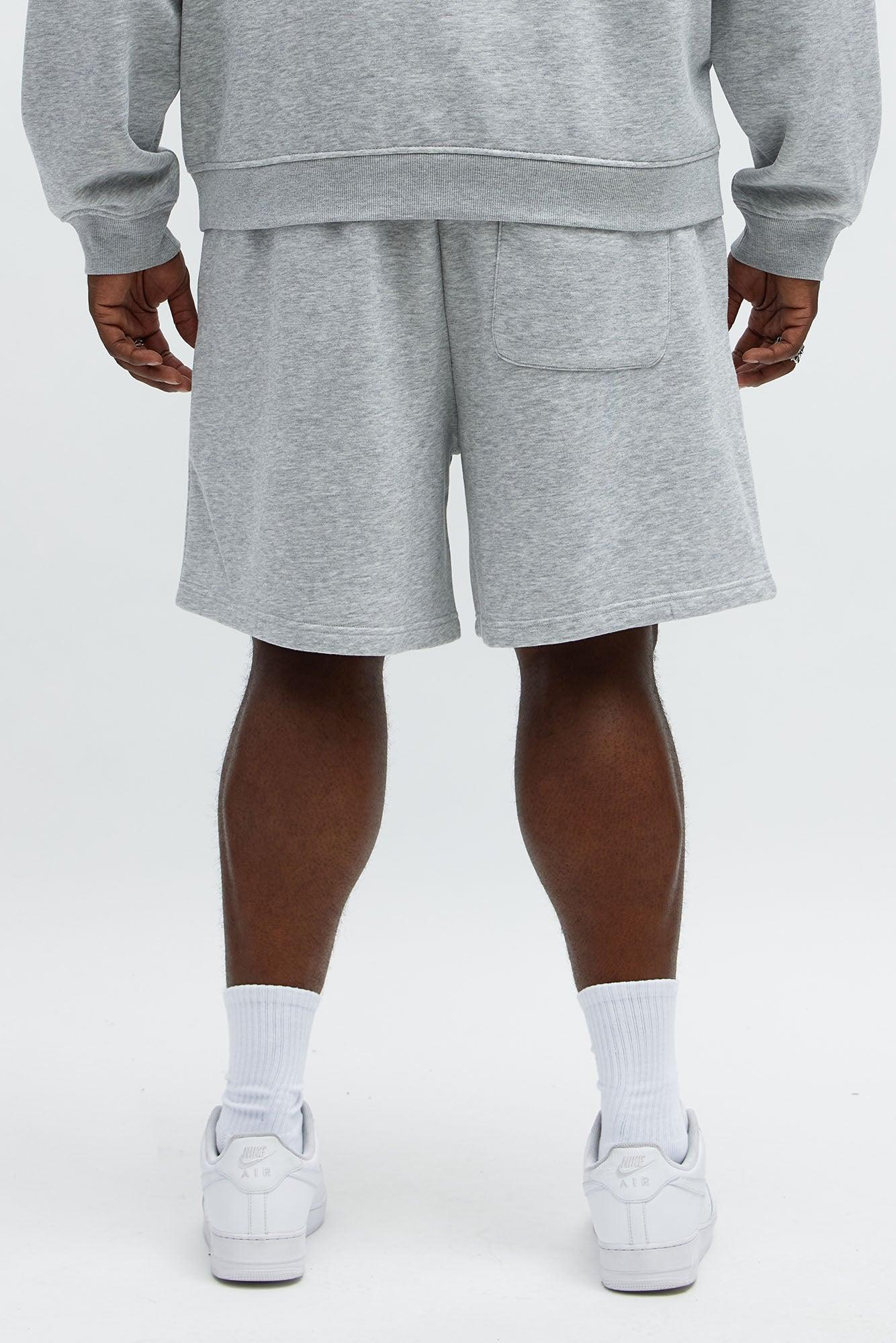 Tyson Relaxed Frayed Patch Sweatshorts - Heather Grey Male Product Image