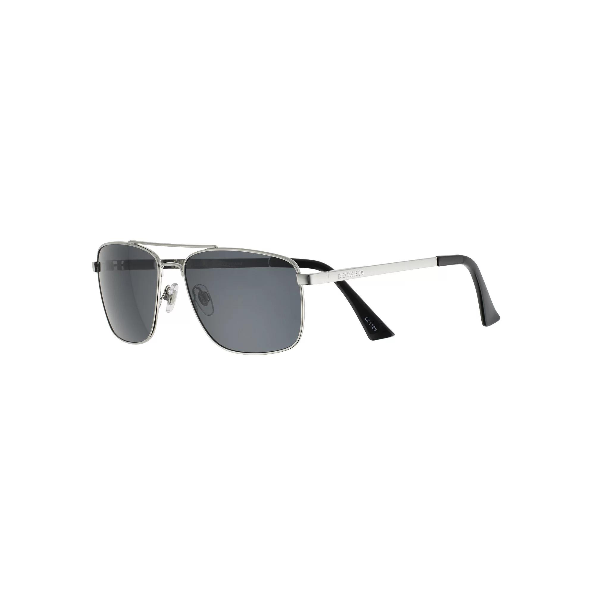 Men's Dockers® Metal Navigator Polarized Lens Aviator Sunglasses, Silver Product Image