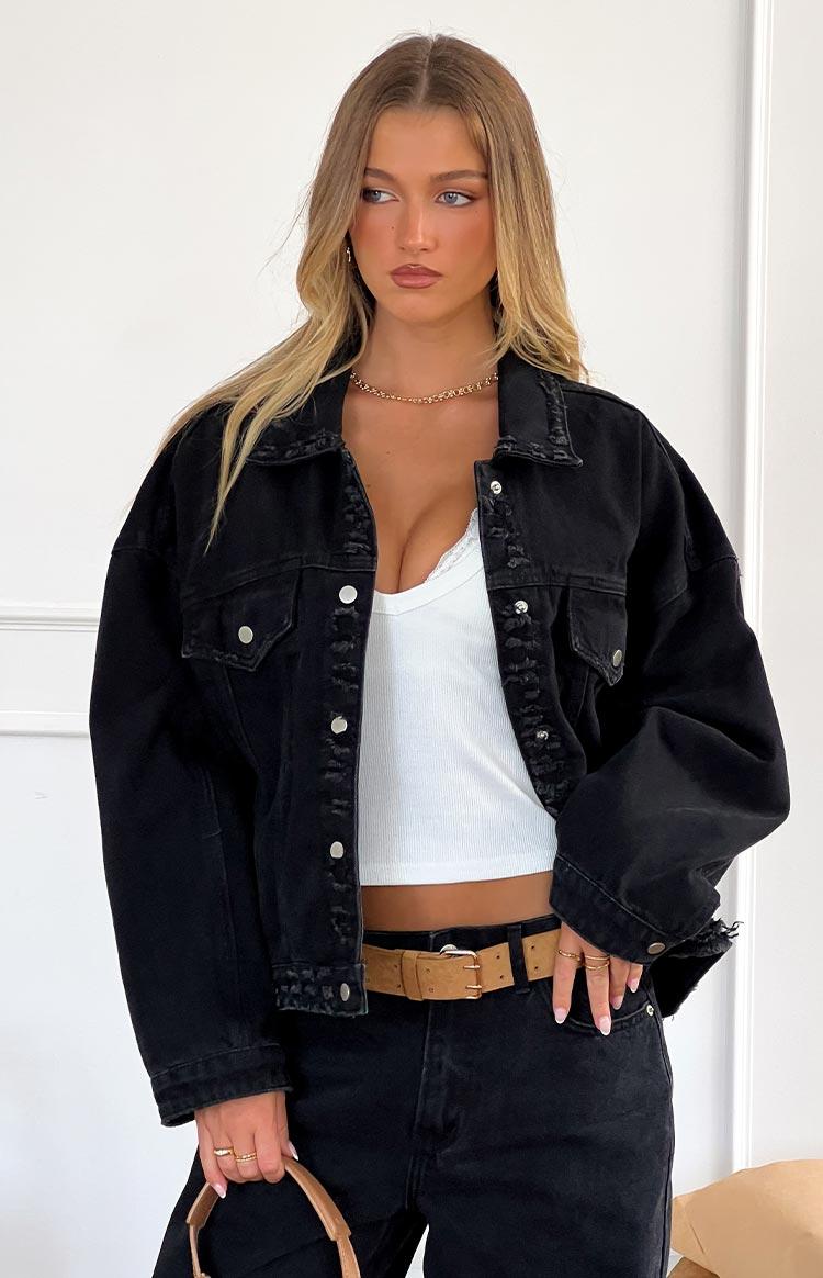 Hugo Black Oversized Denim Jacket Girls Product Image