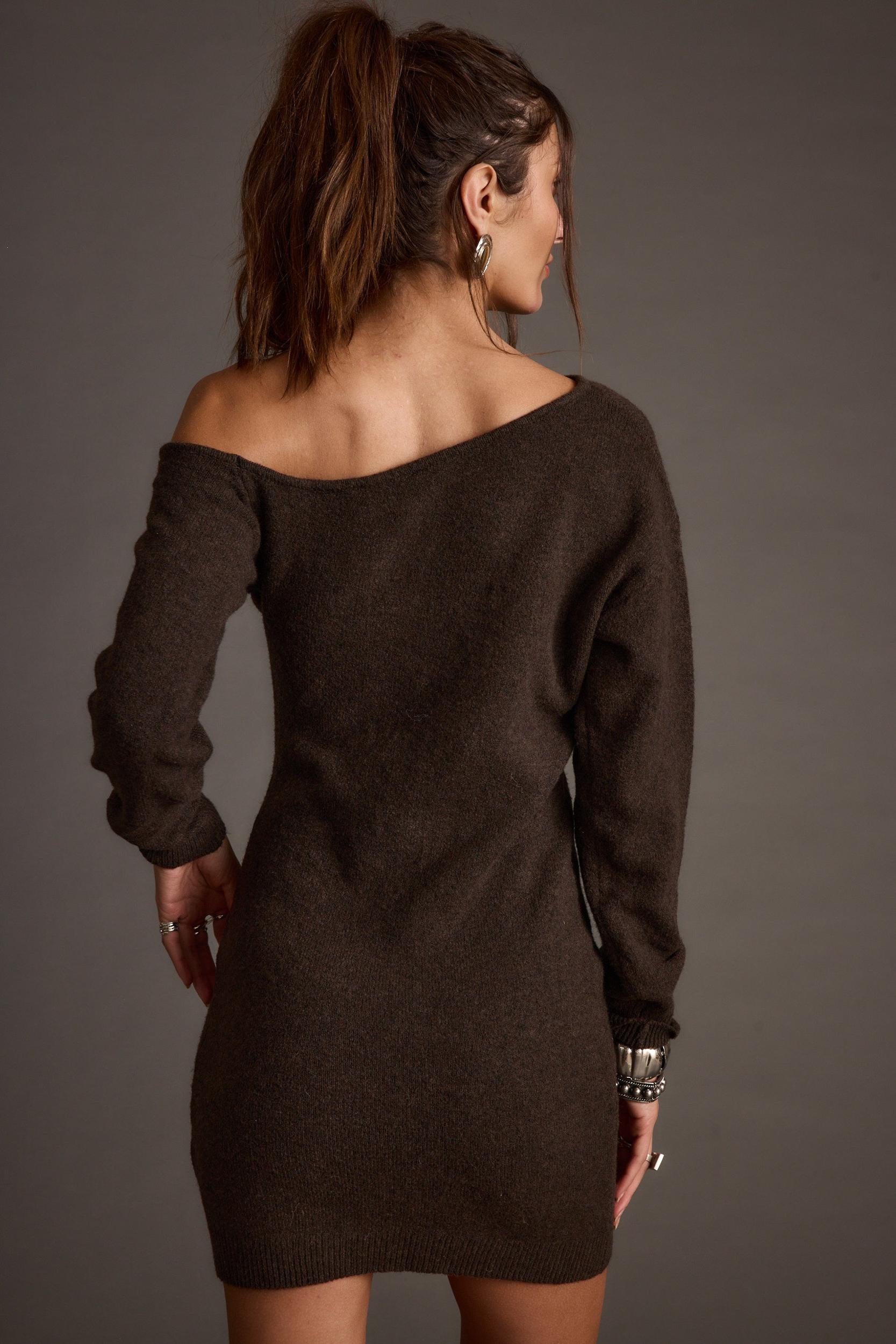 Margaret Mocha Sweater Mini Dress Product Image
