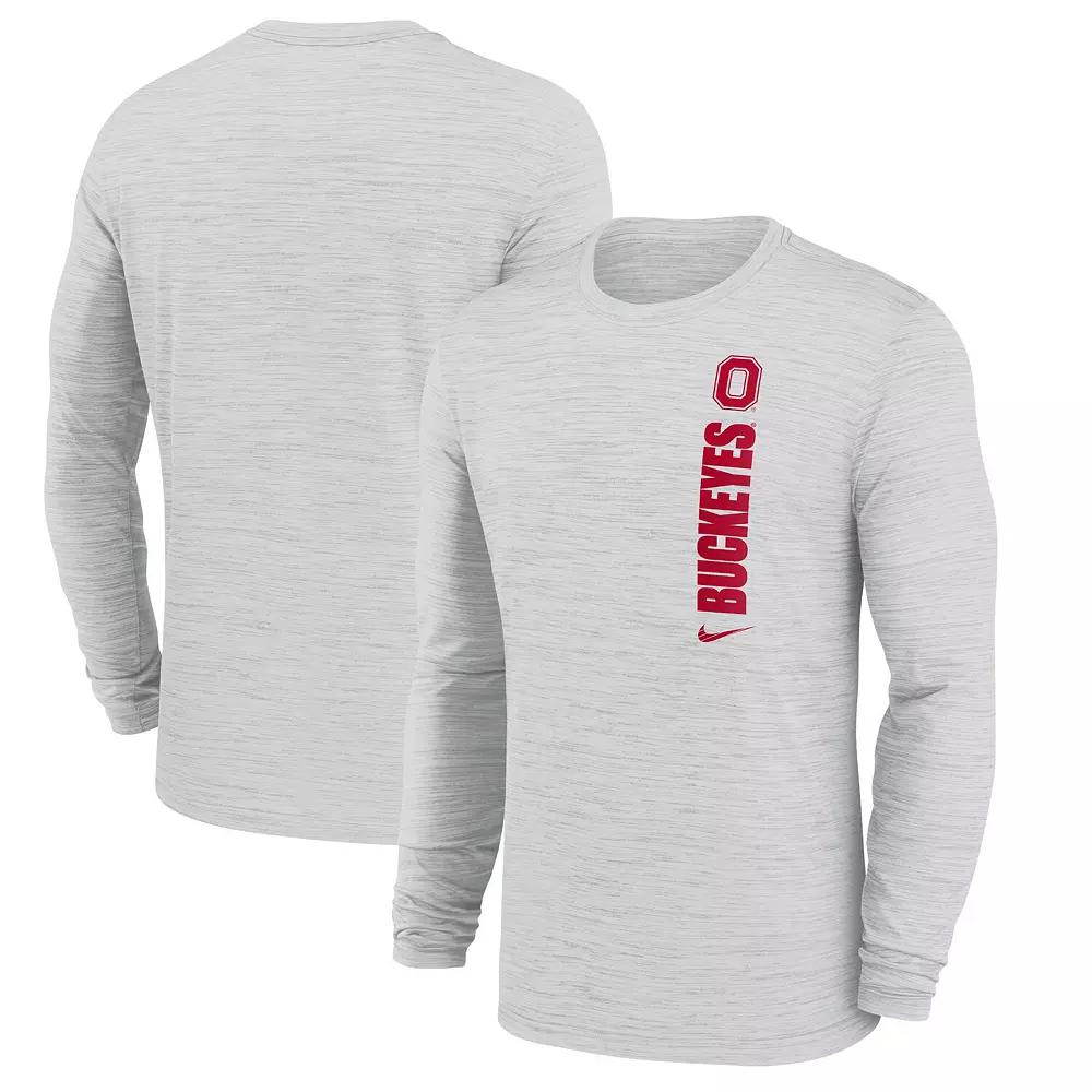 Men's Nike White Ohio State Buckeyes 2024 Sideline Velocity Performance Long Sleeve T-Shirt,  Product Image