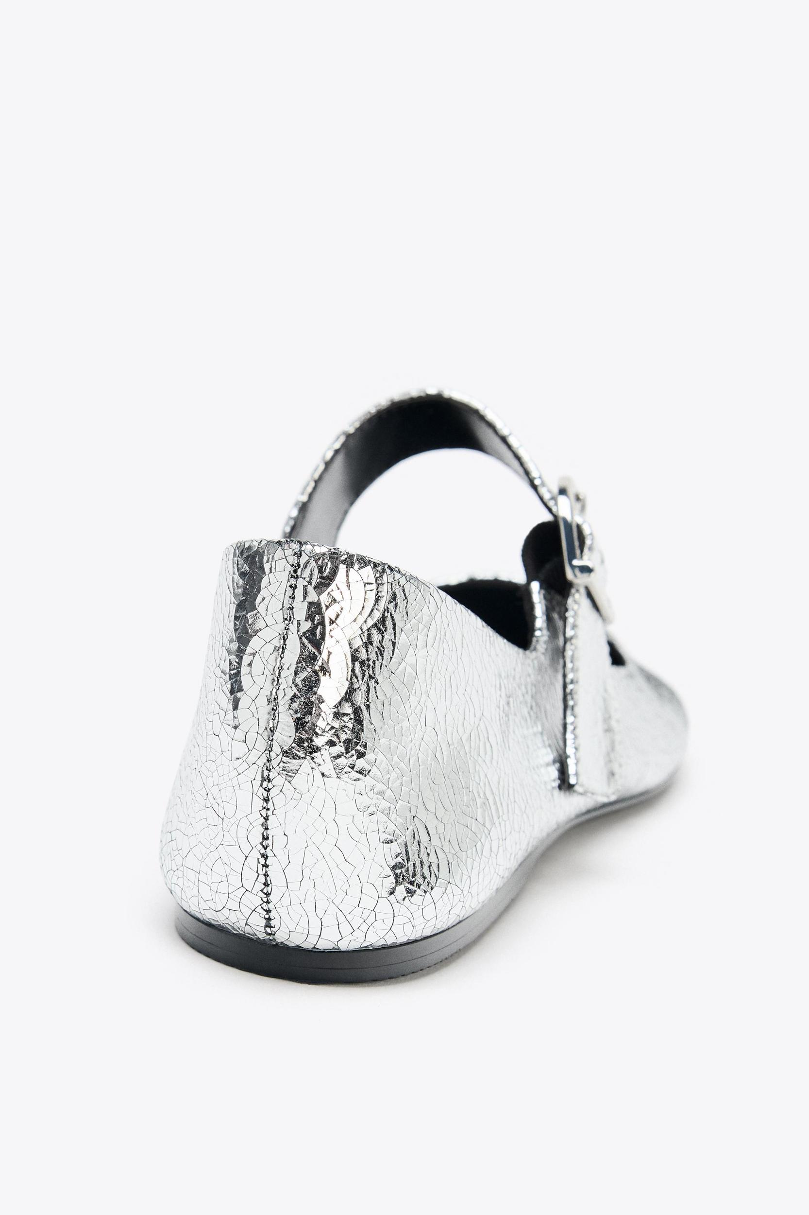 METALLIC LEATHER BALLET FLATS Product Image