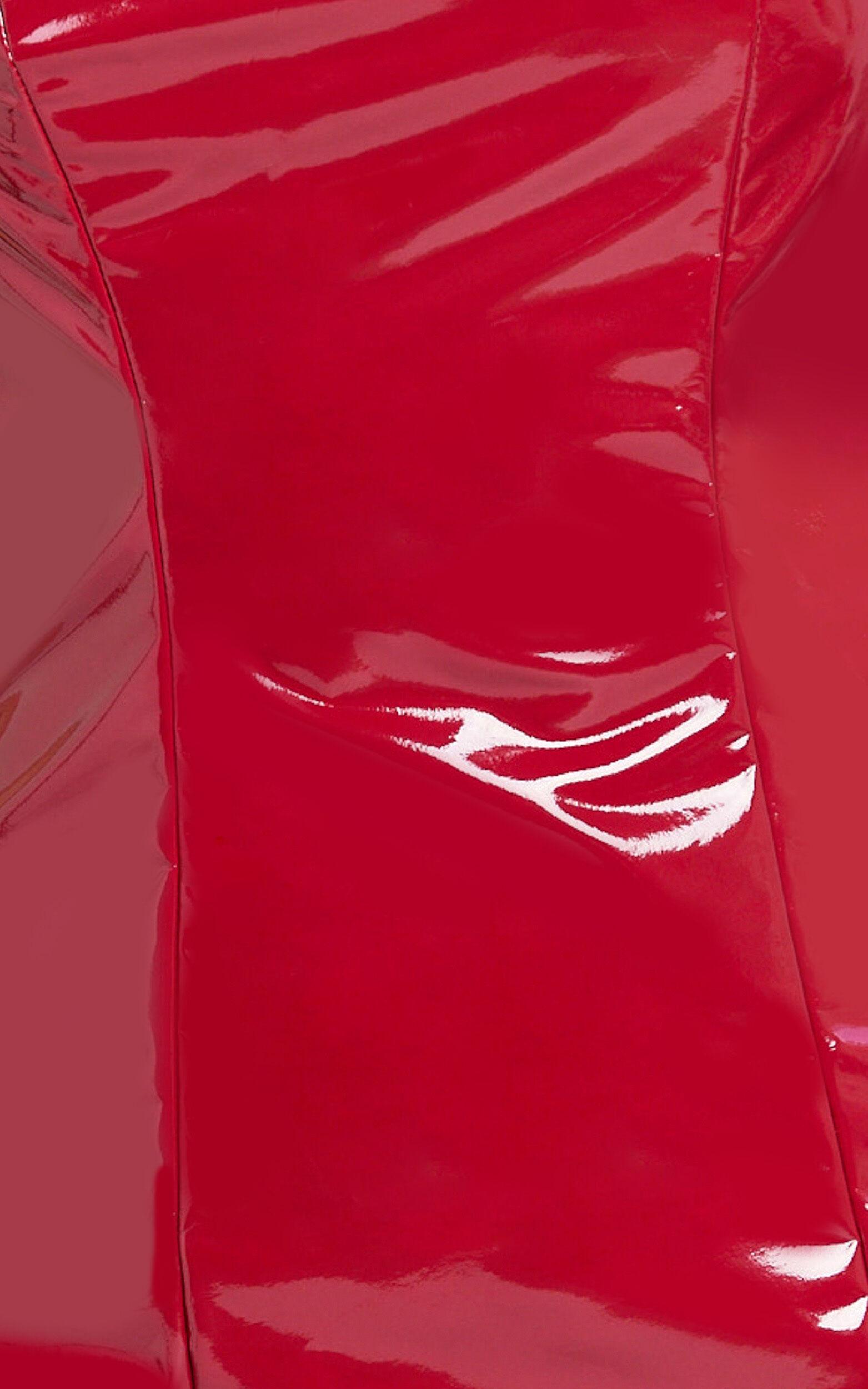 Roshina Mini Dress - PU Strapless Bodycon Dress in Cherry Red Product Image