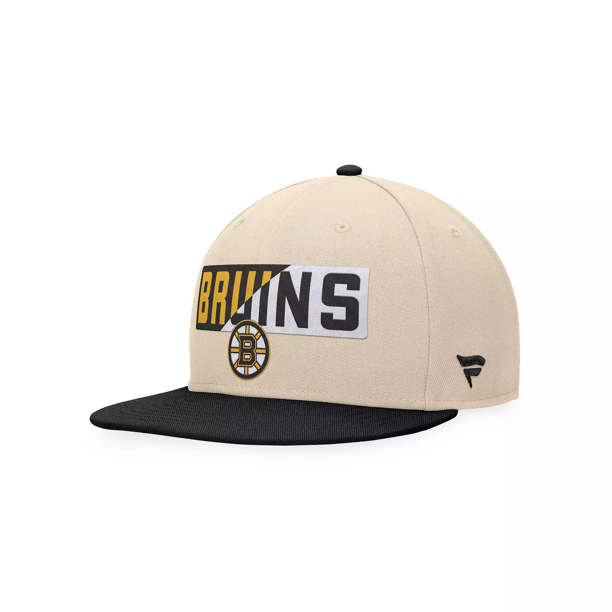 Men's Fanatics Cream/Black Boston Bruins Goalaso Snapback Hat, Beige Product Image