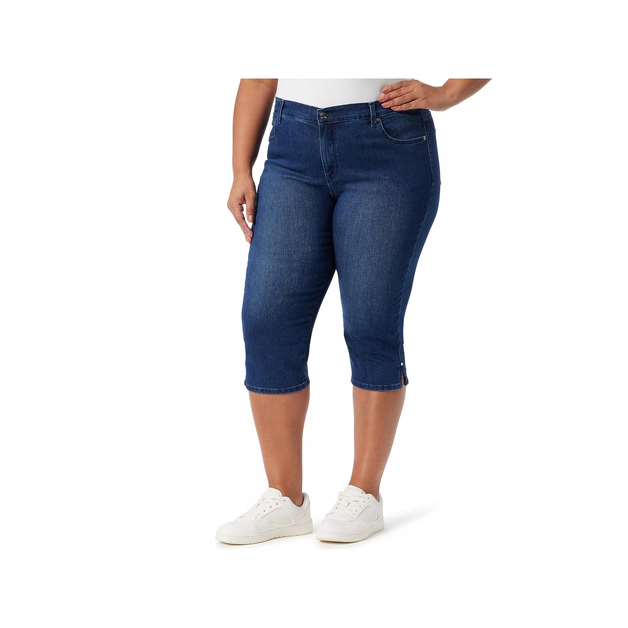 Plus Size Gloria Vanderbilt Amanda Slit Capri Pants, Womens Product Image