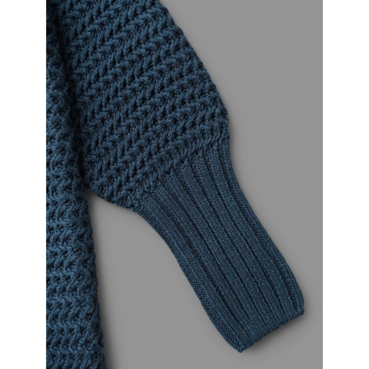 Plus Size Texture Drop Shoulder Split Hem Pullover Cyan Women Casual Loose Long Sleeve Round Neck Everyday Pullovers BloomChic 18-20/2X Product Image