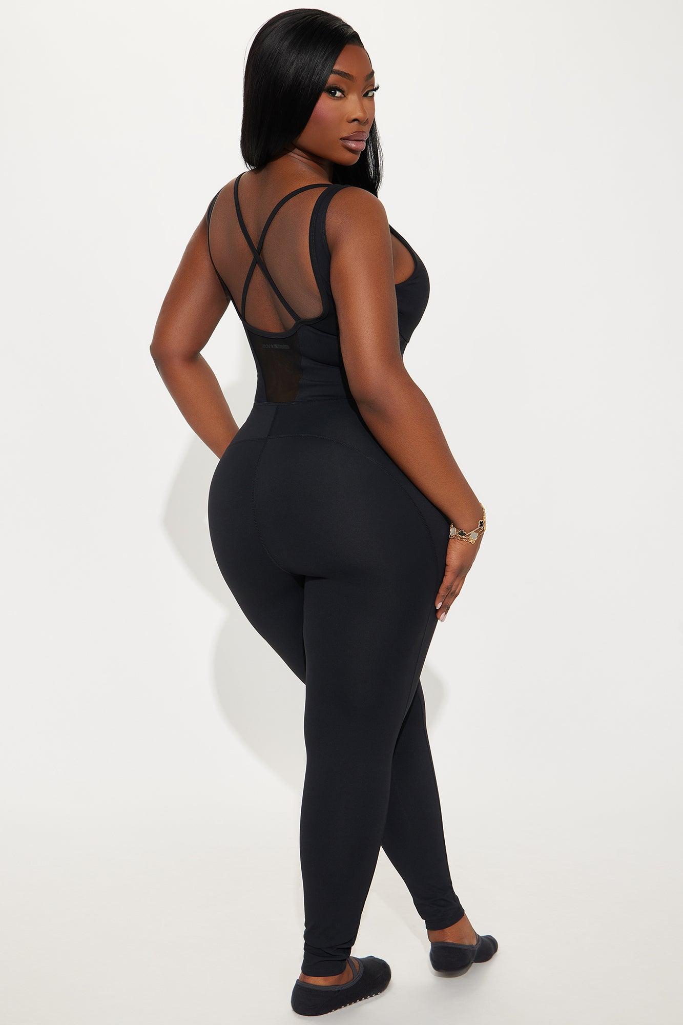 Stretch & Shine Super Soft Active Jumpsuit - Black Product Image