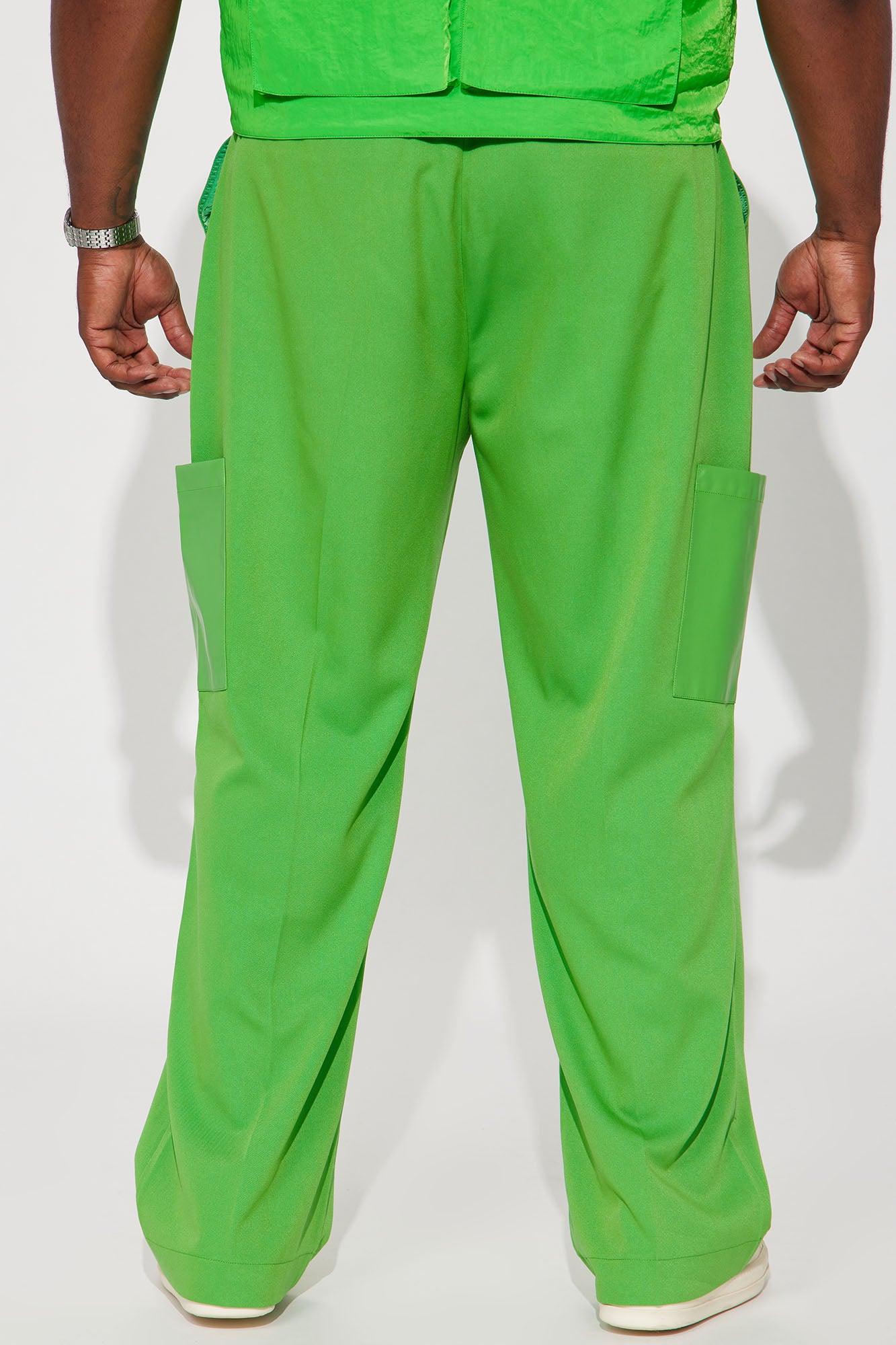 Rodeo PU Pocket Gabardine Slim Trousers - Green Product Image