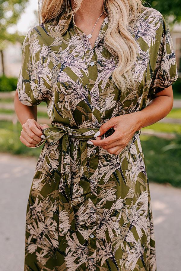 Vineyard Charm Satin Midi in Olive Product Image