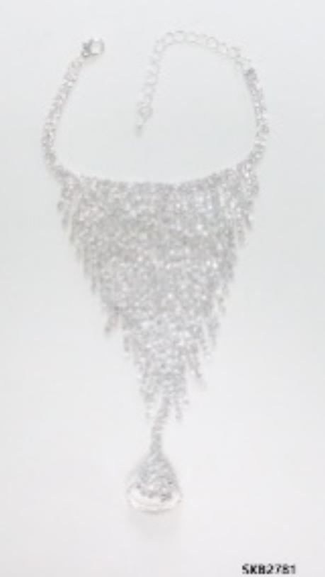 La La Love Rhinestone Handchain  - Silver Female Product Image
