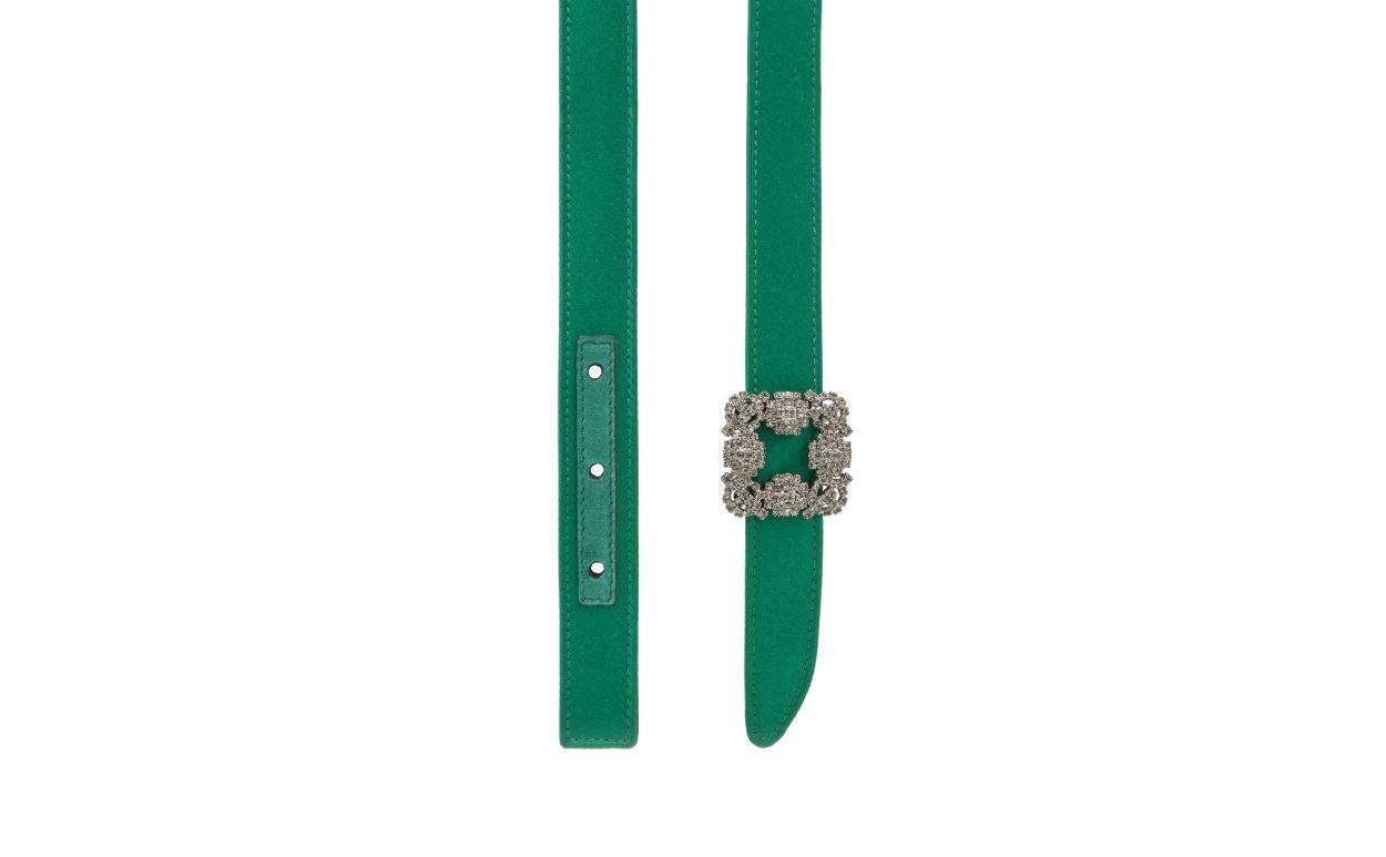 HANGISI BELT MINI Green Satin Crystal Buckled Belt Product Image