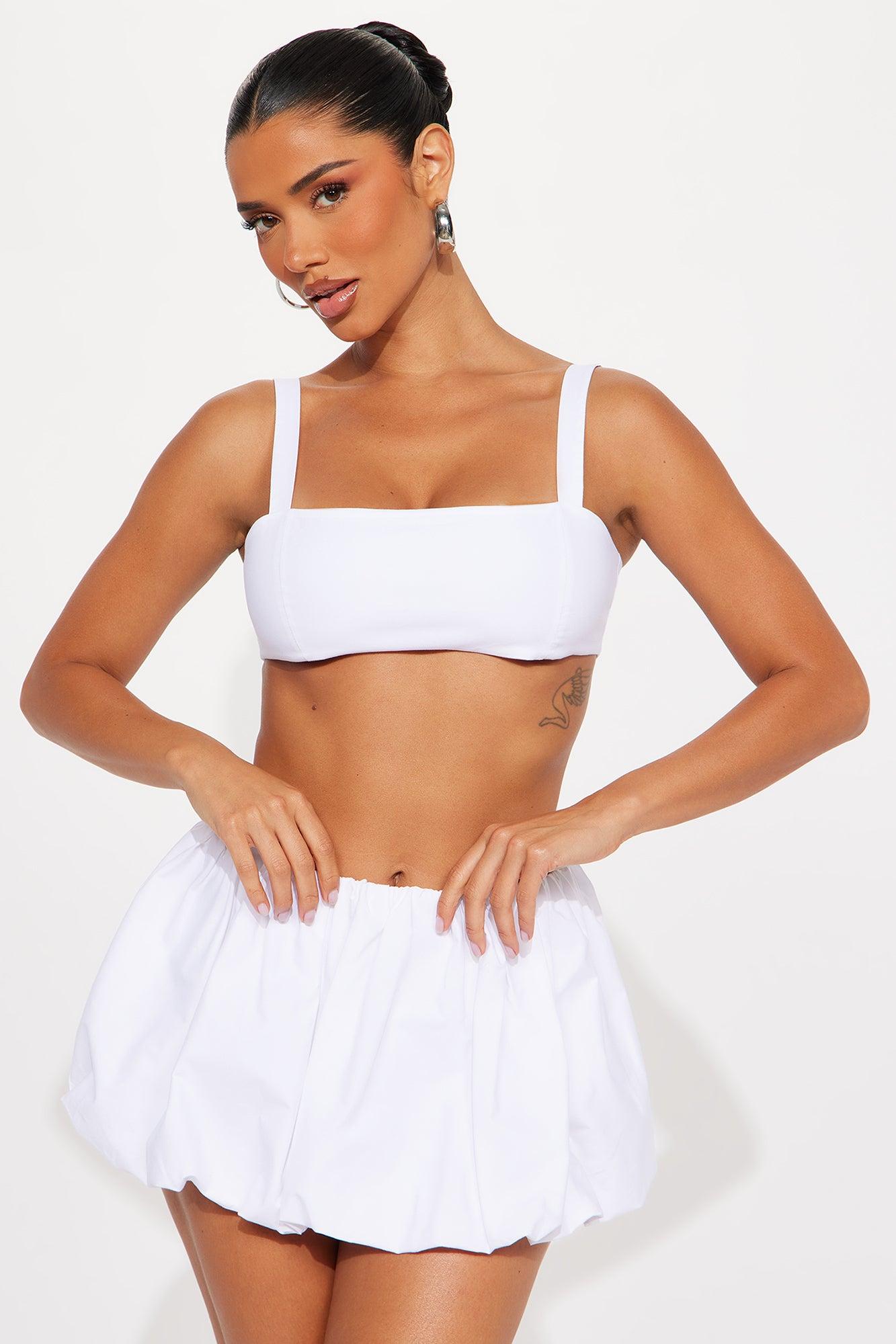 Kya Poplin Bubble Hem Skirt Set - White Product Image