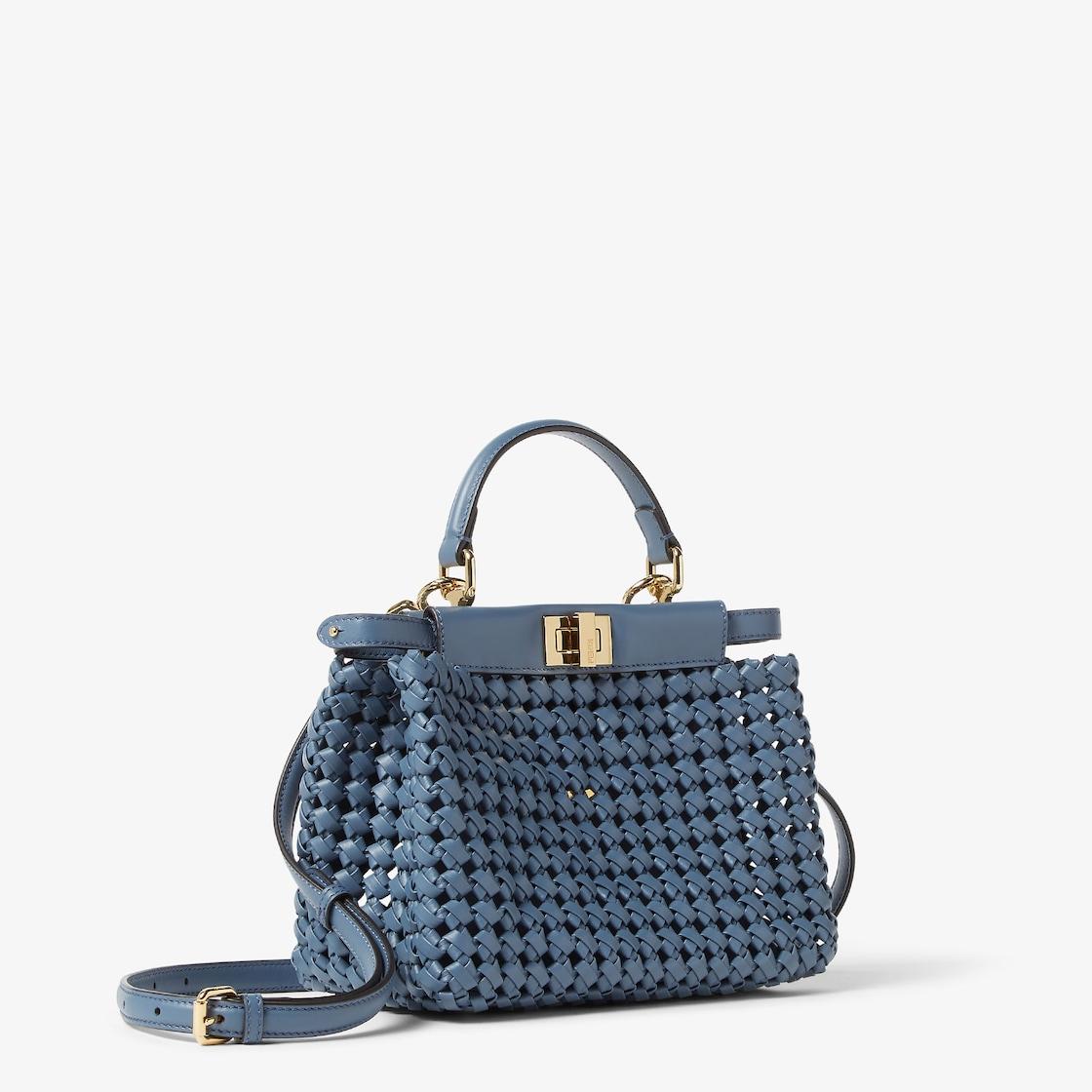 Peekaboo MiniBlue interlaced leather bag Product Image
