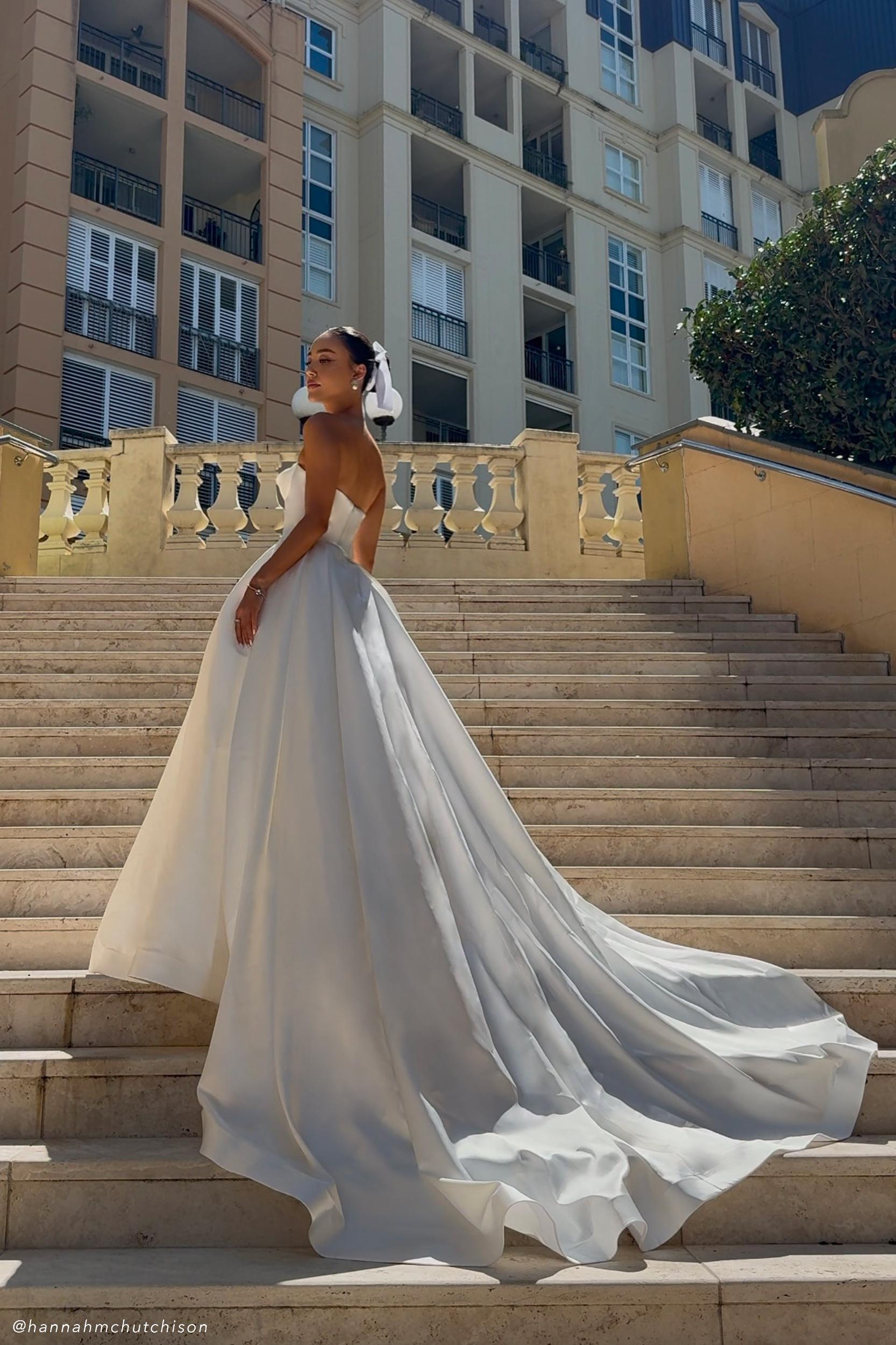 Delphine Satin Strapless Maxi Gown - White Product Image