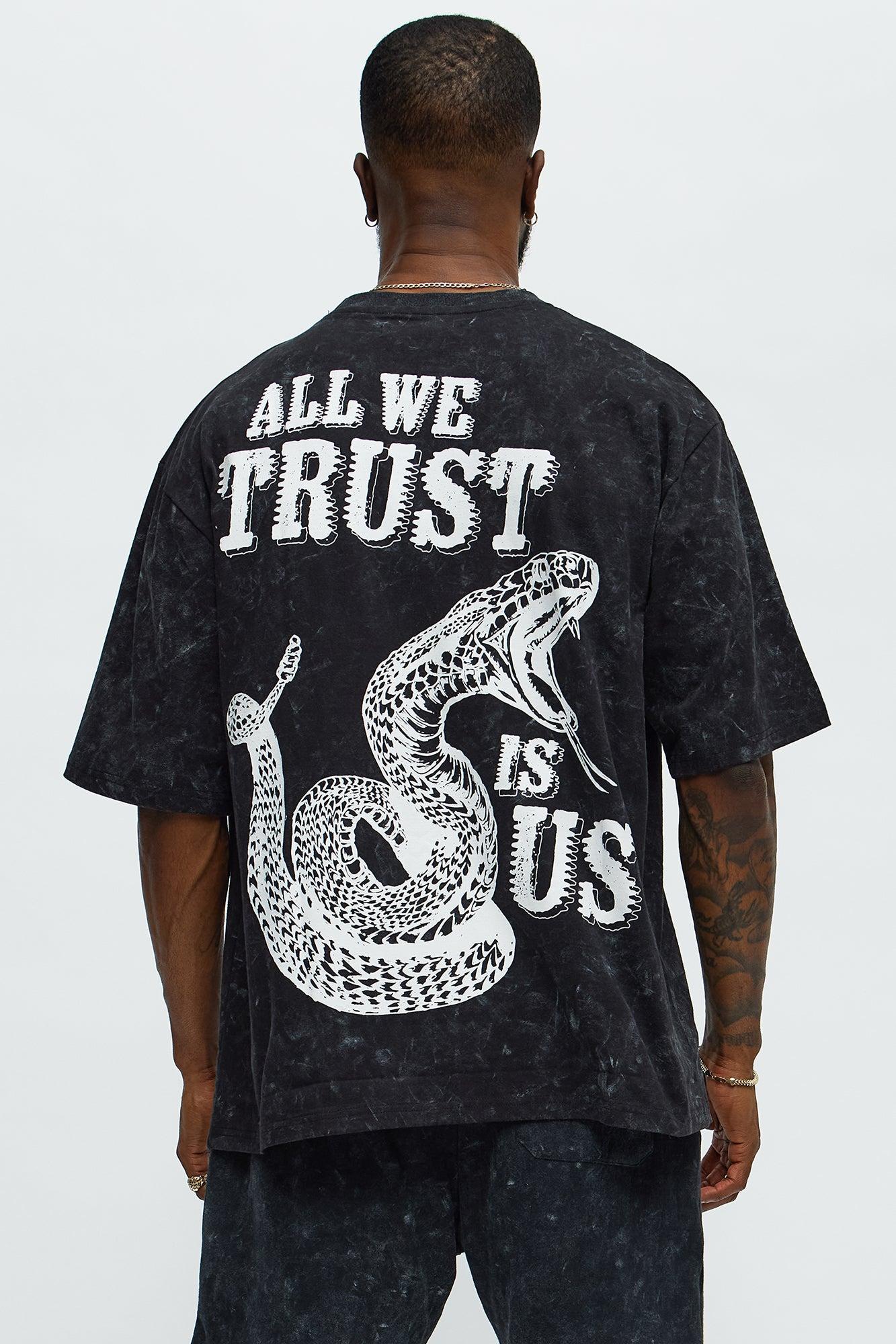 All We Trust Is Us Oversized Short Sleeve Tee - Black Male Product Image