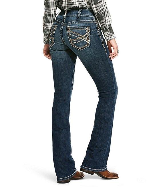 Ariat R.E.A.L Mid Rise Stretch Denim Embroidered Pocket Bootcut Jeans Product Image