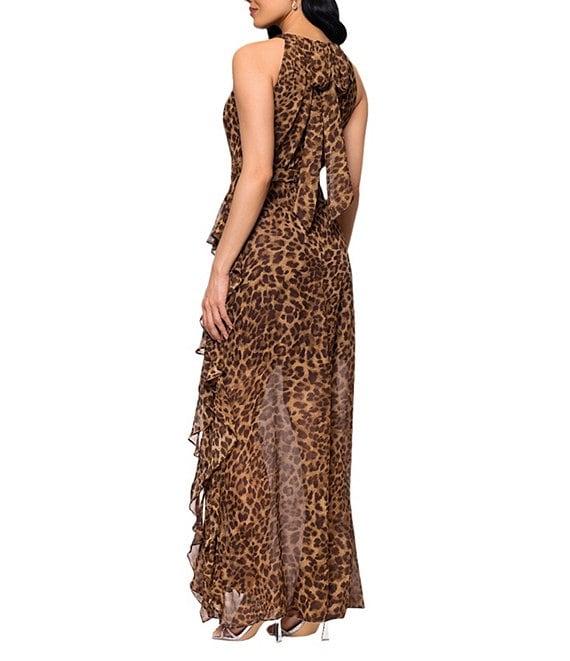 Betsy & Adam Halter Neck Leopard Print Maxi Dress Product Image