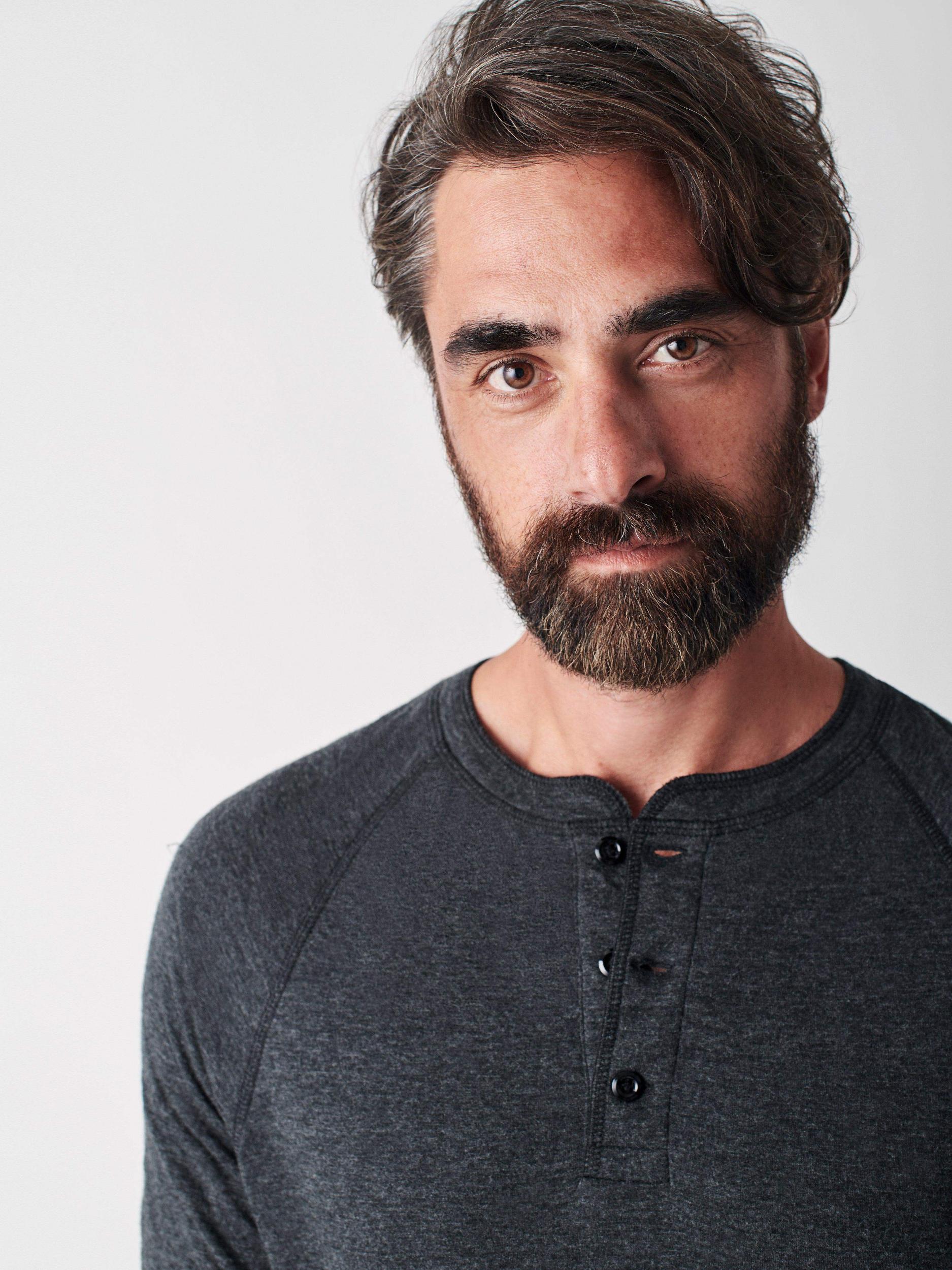 Long-Sleeve Newport Cloud Henley (Tall) - Charcoal Male Product Image