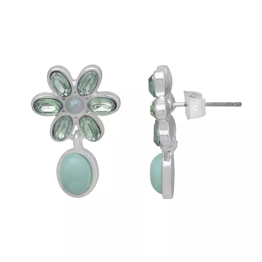 LC Lauren Conrad Silver Tone Stone Floral Drop Earrings, Women's, Blue Product Image