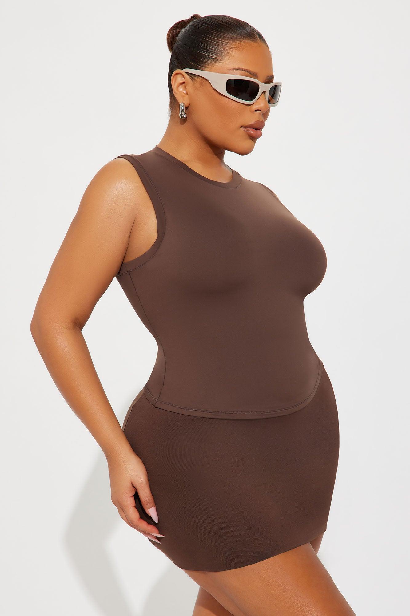 Second Skin Double Lined Muscle Tank - Chocolate Female Product Image