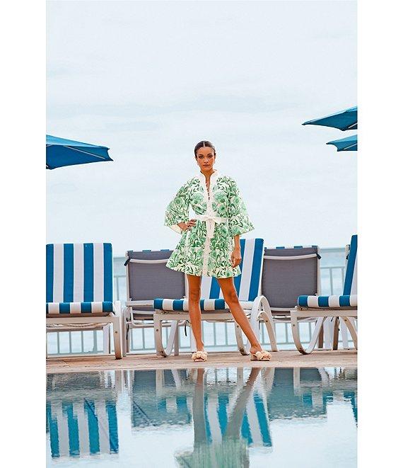 Mestiza New York Carmen Floral Print Mandarin Collar 3/4 Full Sleeve Mini A-Line Dress Product Image