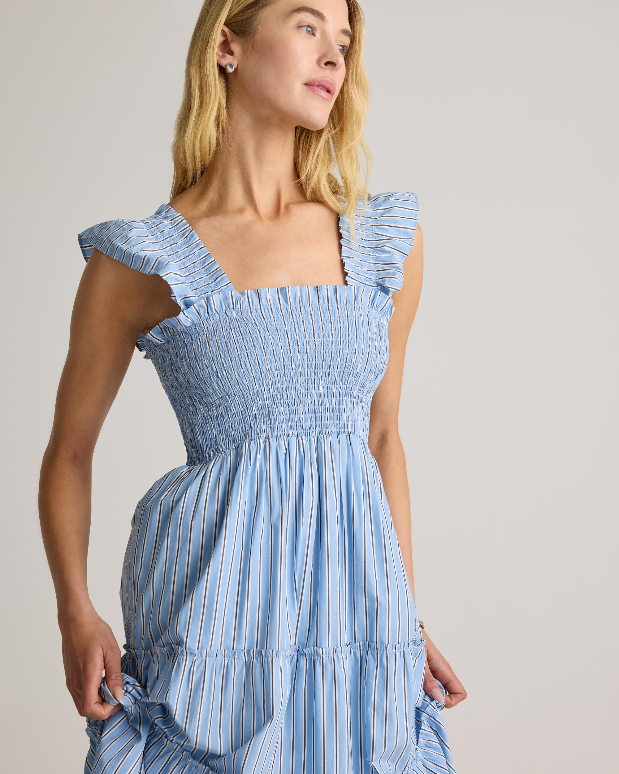 Quince | Women's Poplin Smocked Midi Dress Organic Cotton Product Image