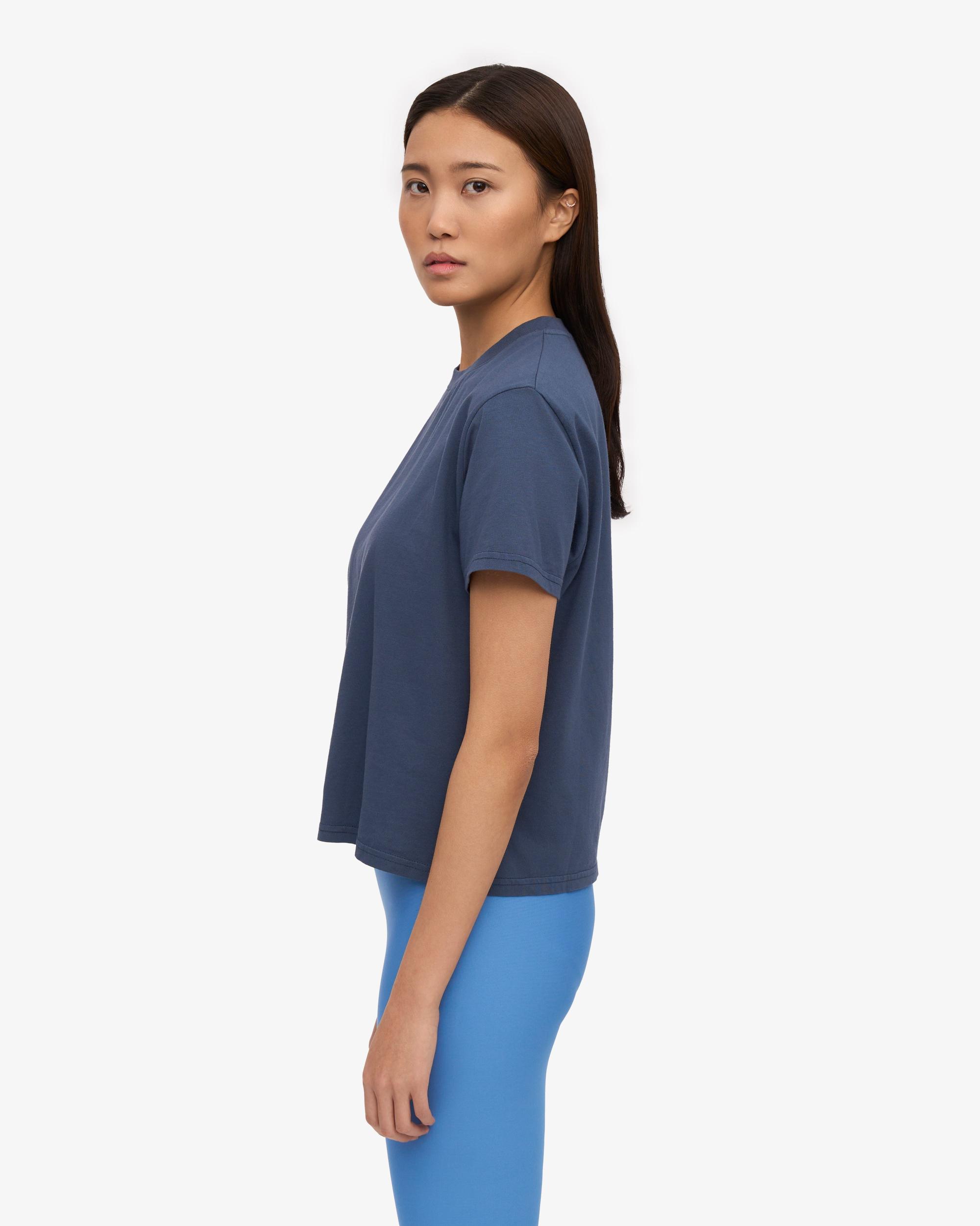 Organic Boxy Crop Tee - Petrol Blue Product Image