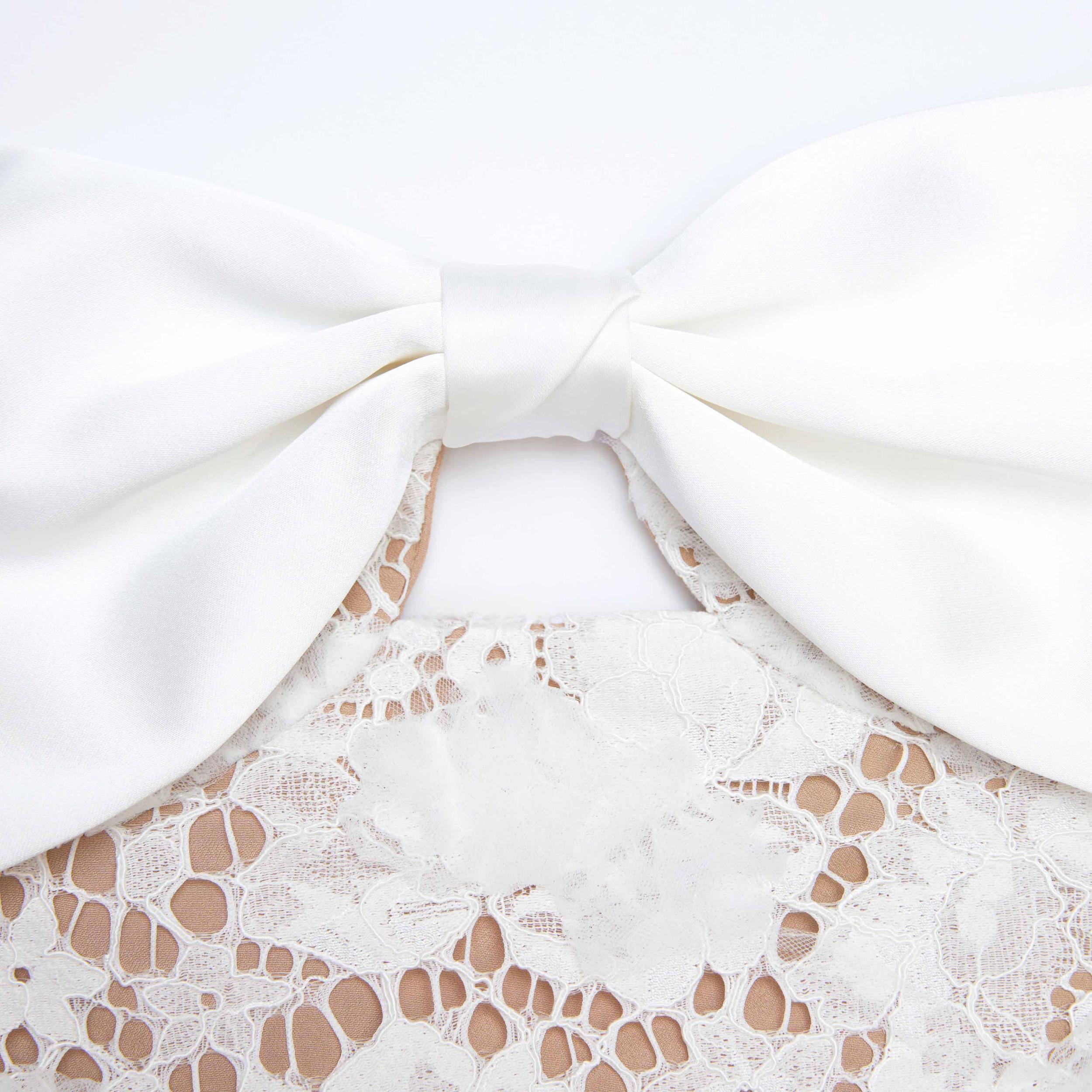 White Lace Bow Mini Dress Product Image