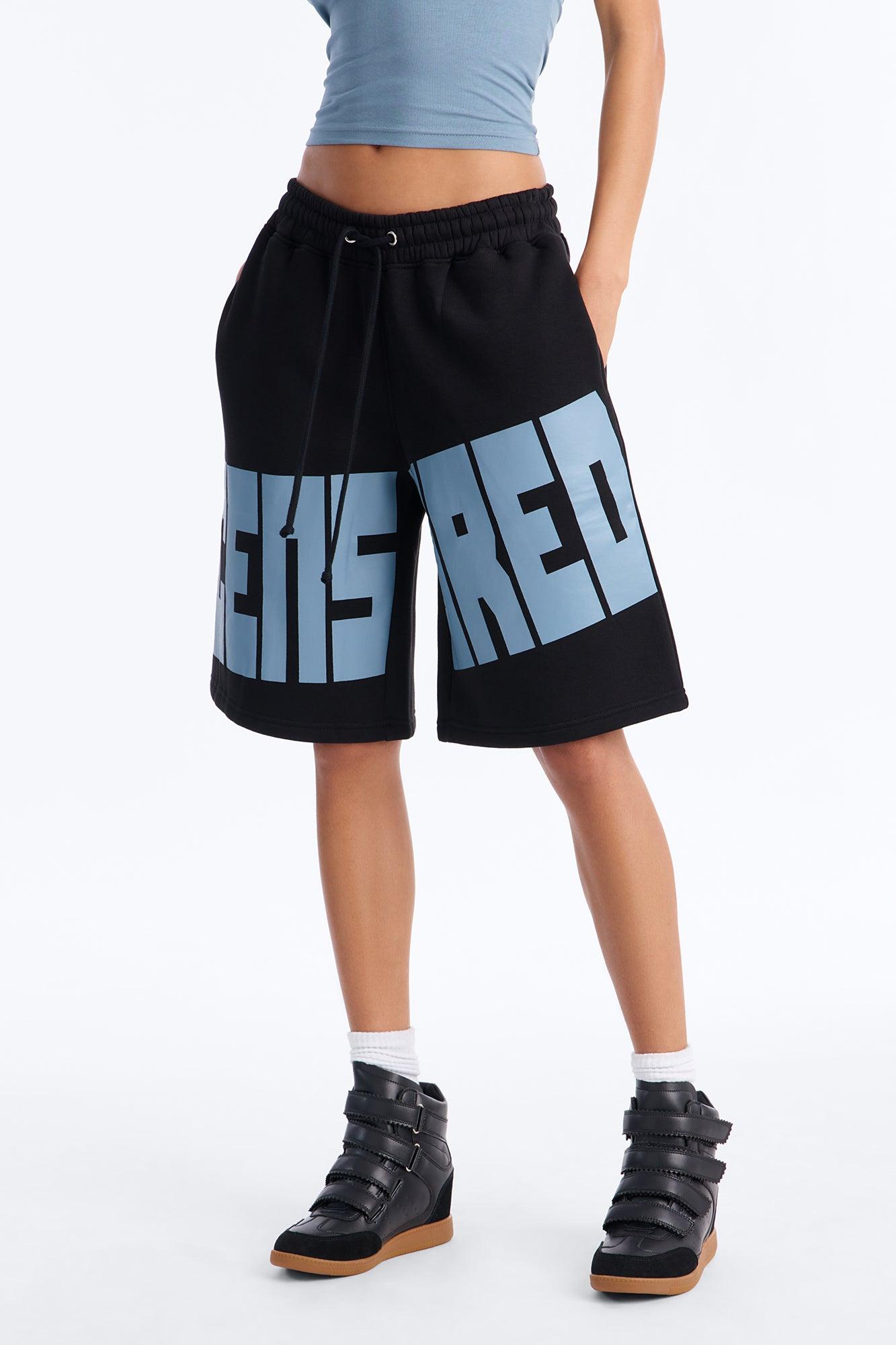 Censored Behavior Halter Fleece Short Set - Black/combo Female Product Image