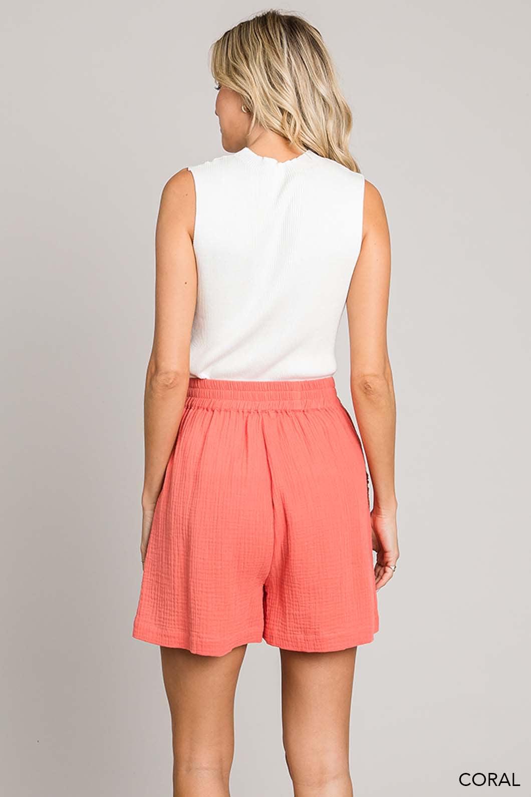 Oversized Coral Pocket Shorts Product Image