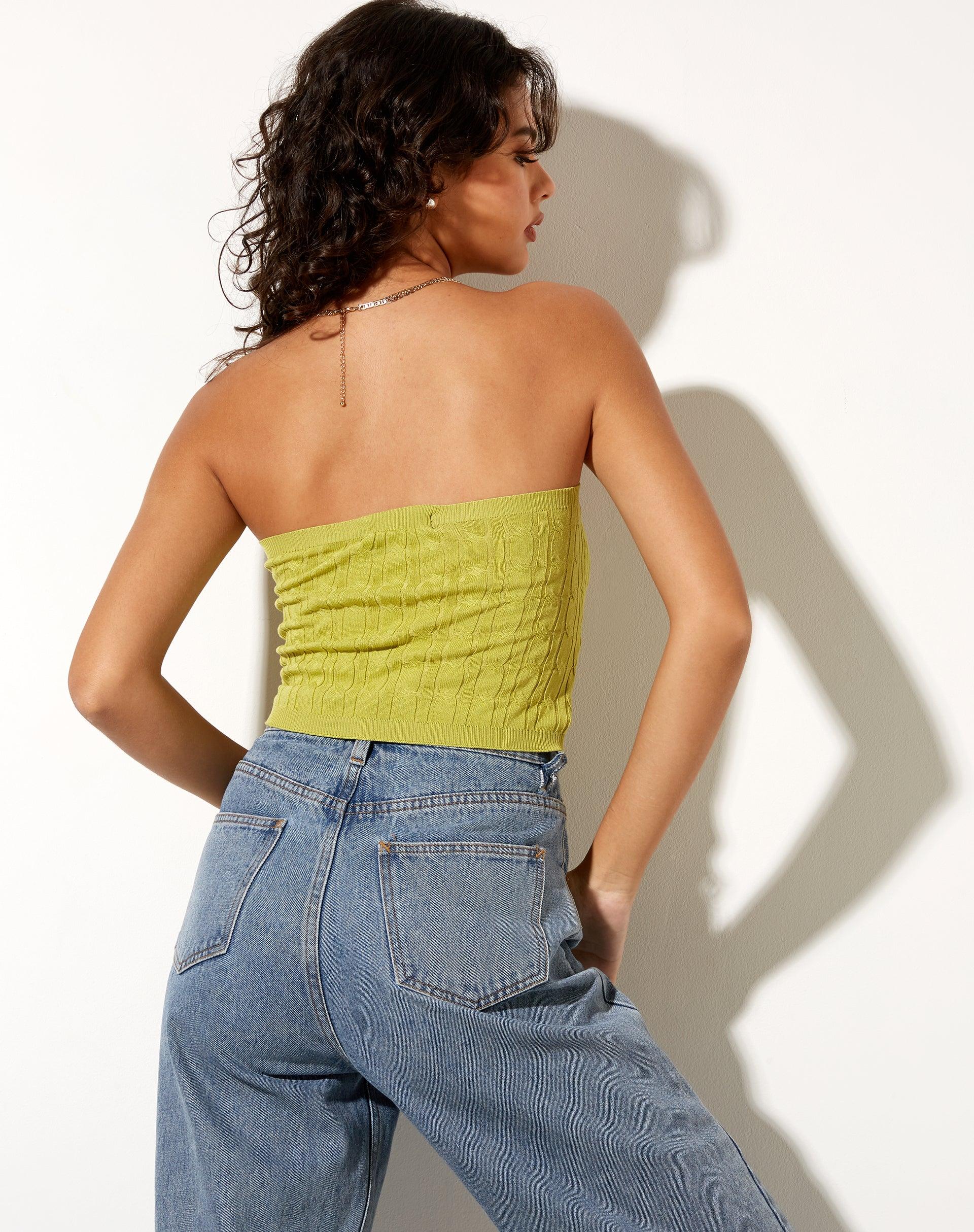 Karen Bandeau Top in Knit Olive Product Image