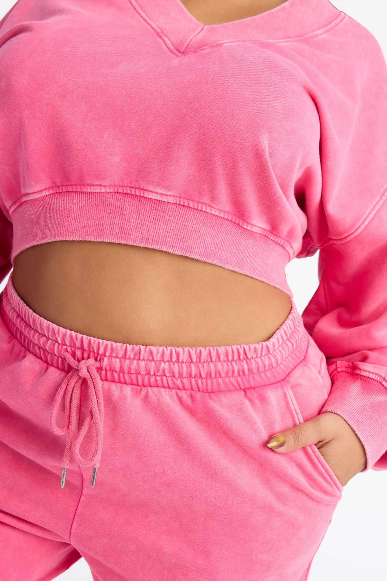 Angelica Washed French Terry Pant Set - Raspberry Female Product Image