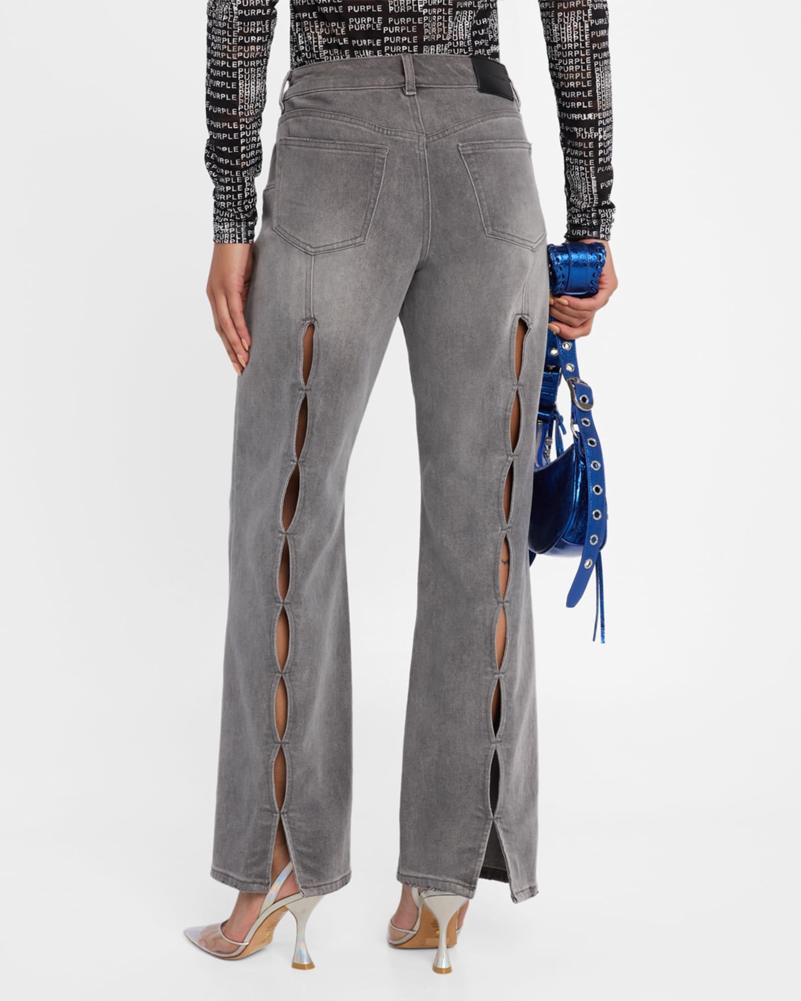 Slim Straight Back Cutout Jeans  Product Image