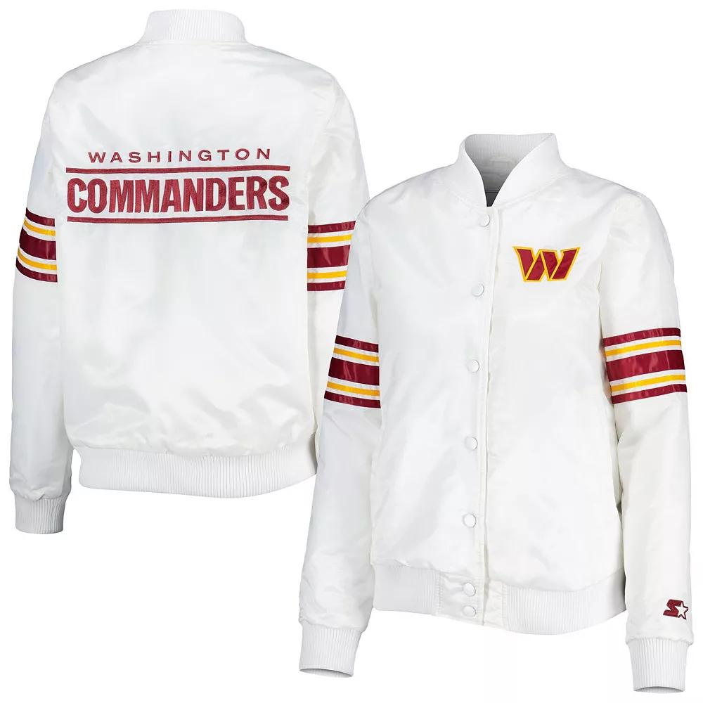 Women's Starter White Washington Commanders Line Up Satin Full-Snap Varsity Jacket, Size: 2XL, Wft White Product Image