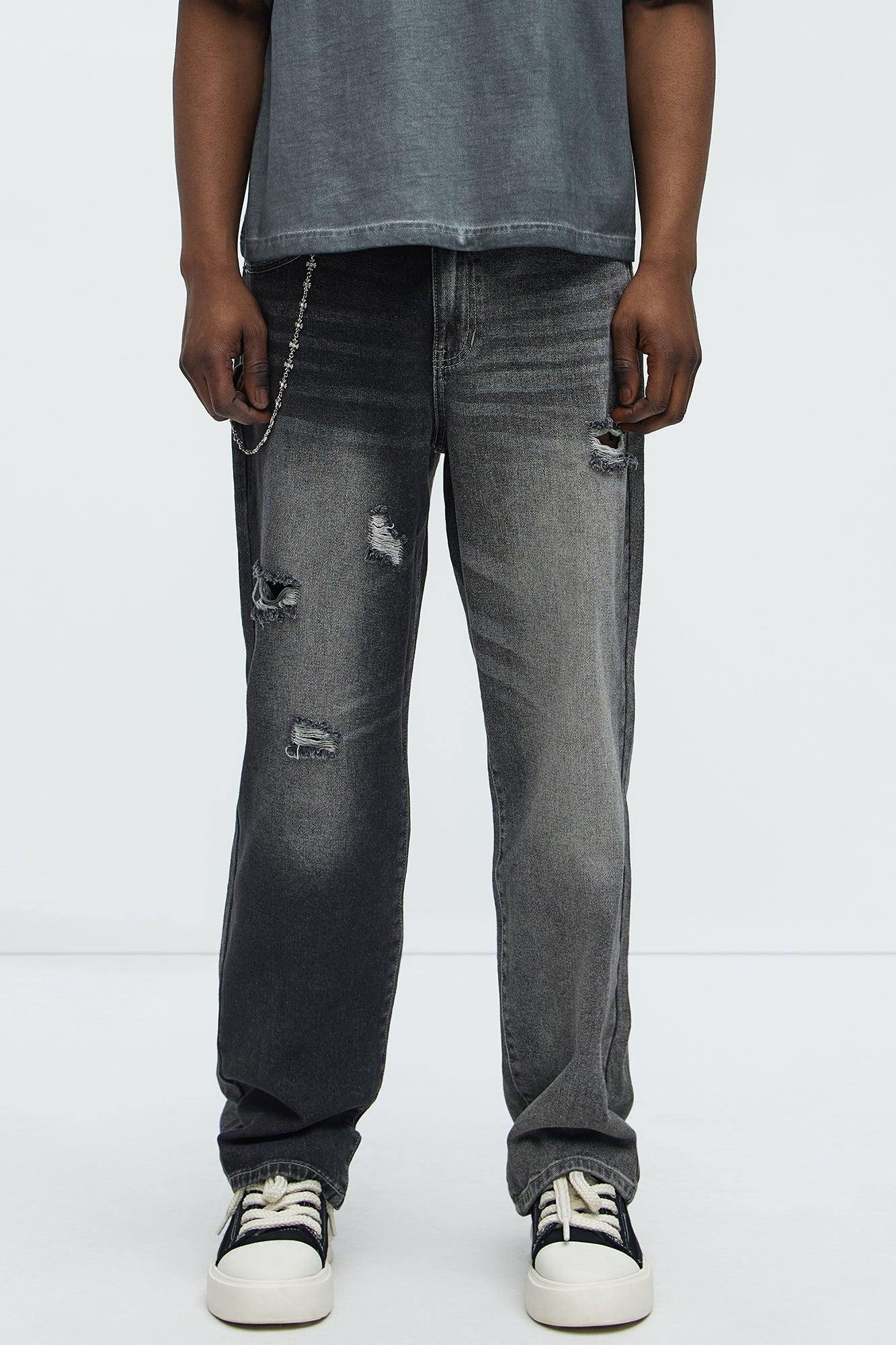Let Me See Ripped Straight Jeans - Black Wash Product Image